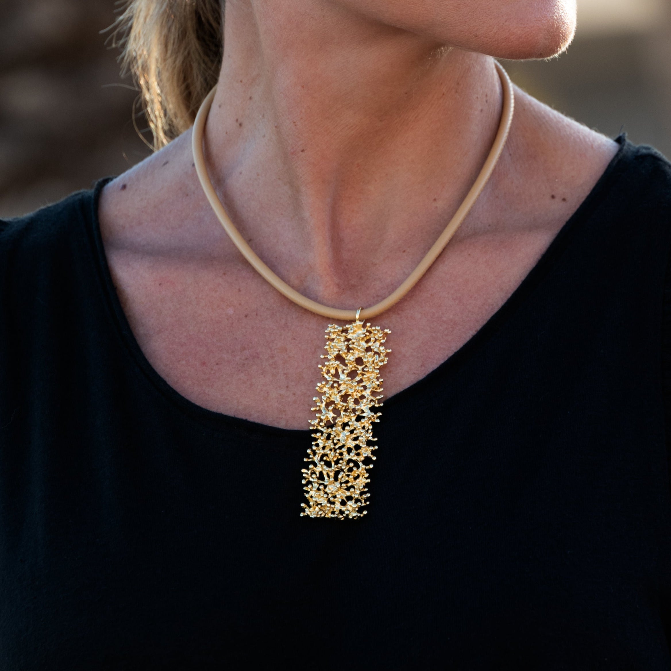 MURADA LUXE MAXI CORAL LEATHER NECKLACE