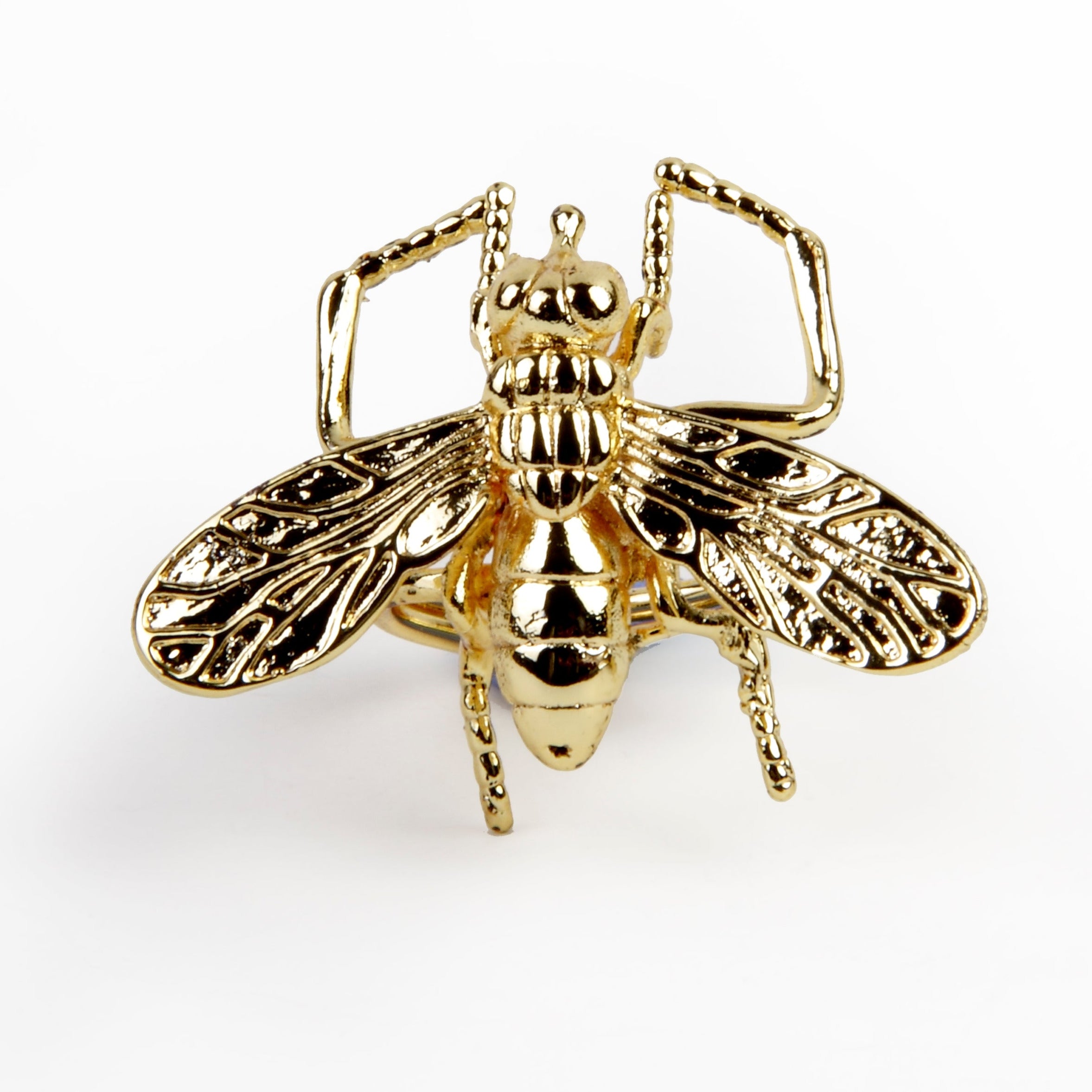 Anillo Honey motivo abejorro de latón bañado en oro (ajustable)