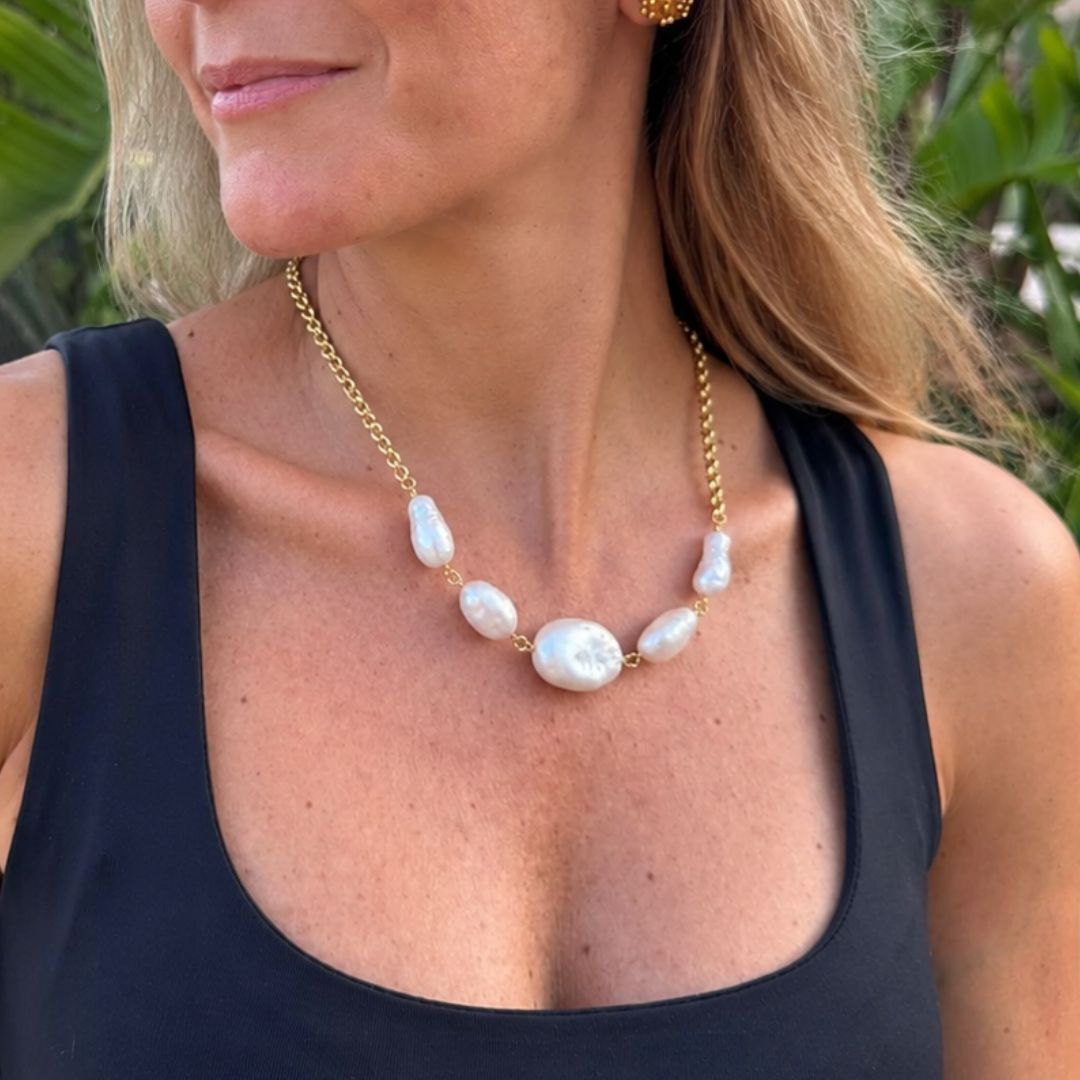 Collar Perth Top con 5 perlas naturales