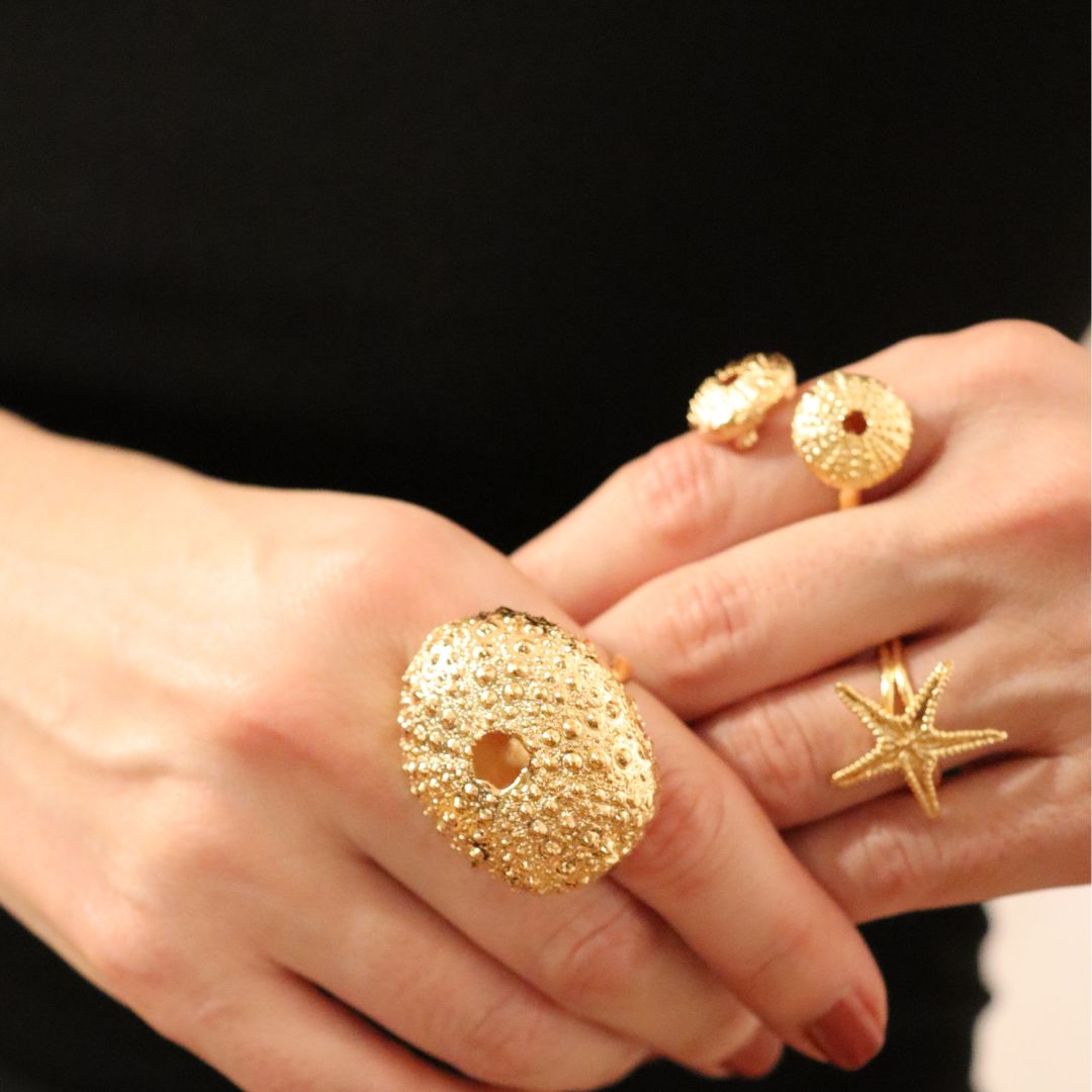 Anillo Mini Trenc Duo dorado (ajustable)