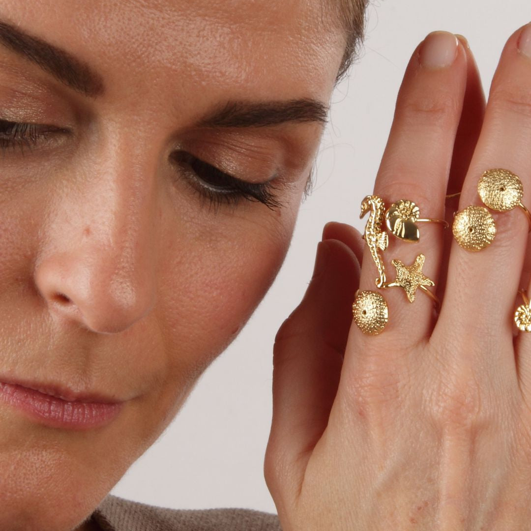 MINI SEA URCHIN AND STARFISH RING