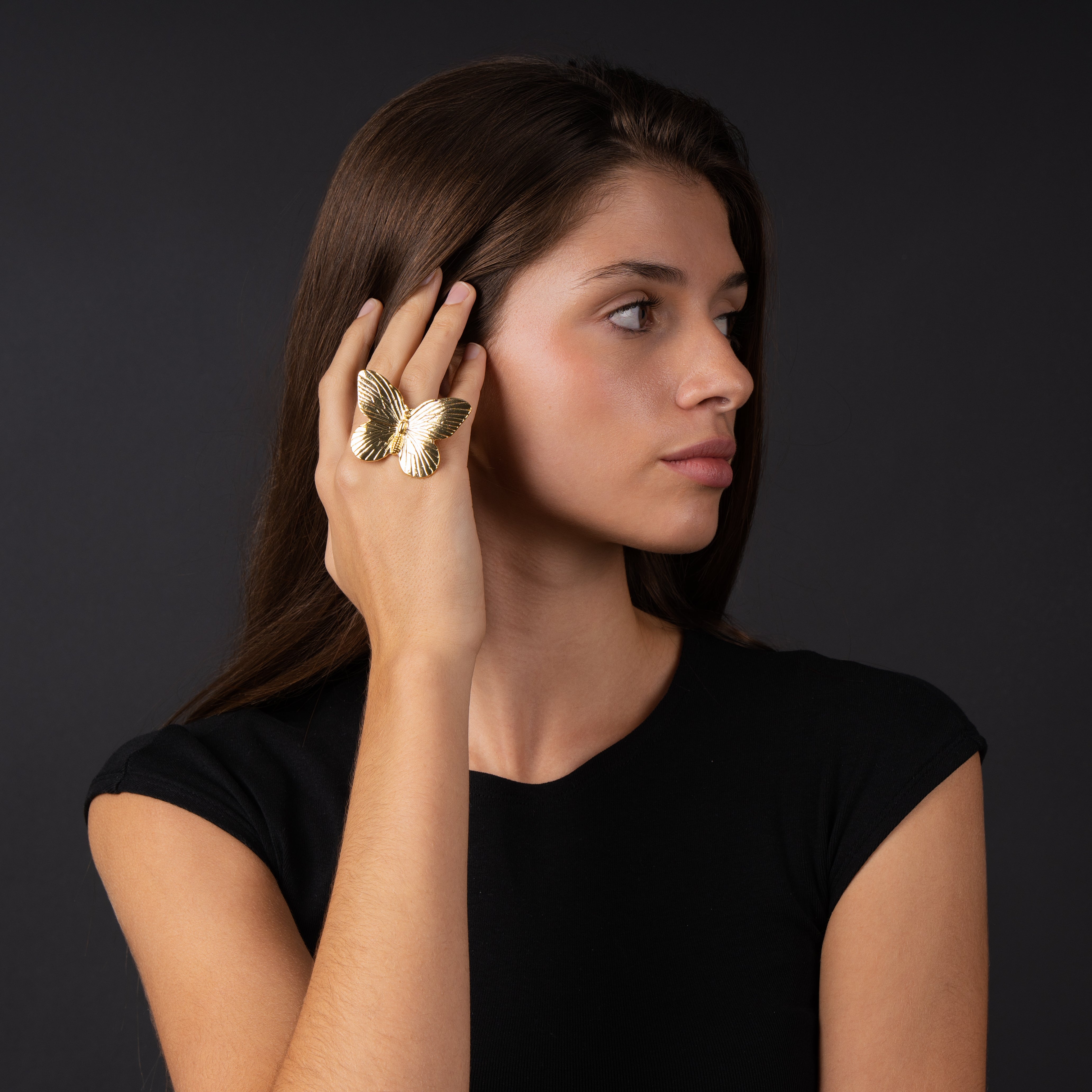 Anillo Maxi Butterfly baño de oro(ajustable)