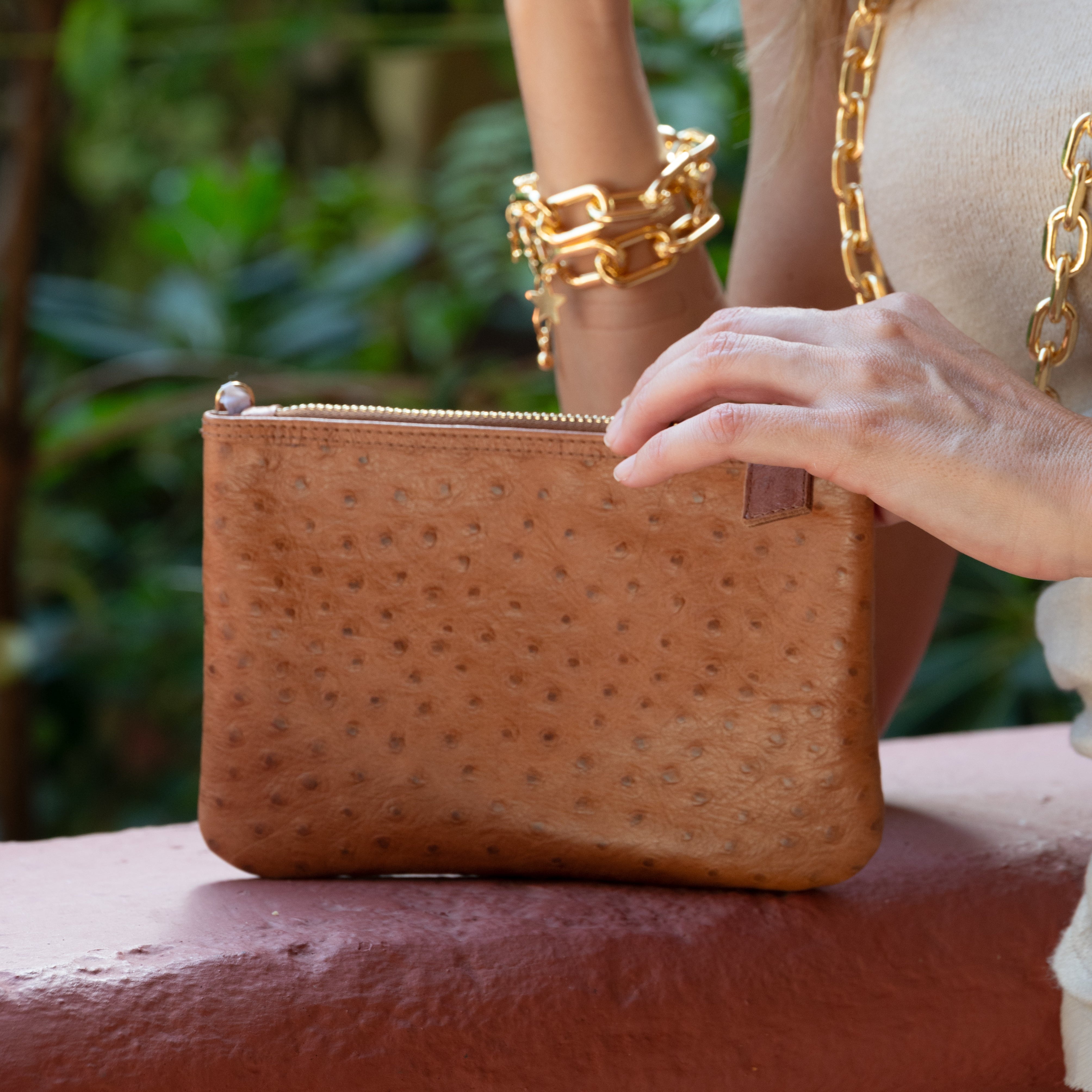 MEDIUM MINI OSTRICH LEATHER HANDBAG