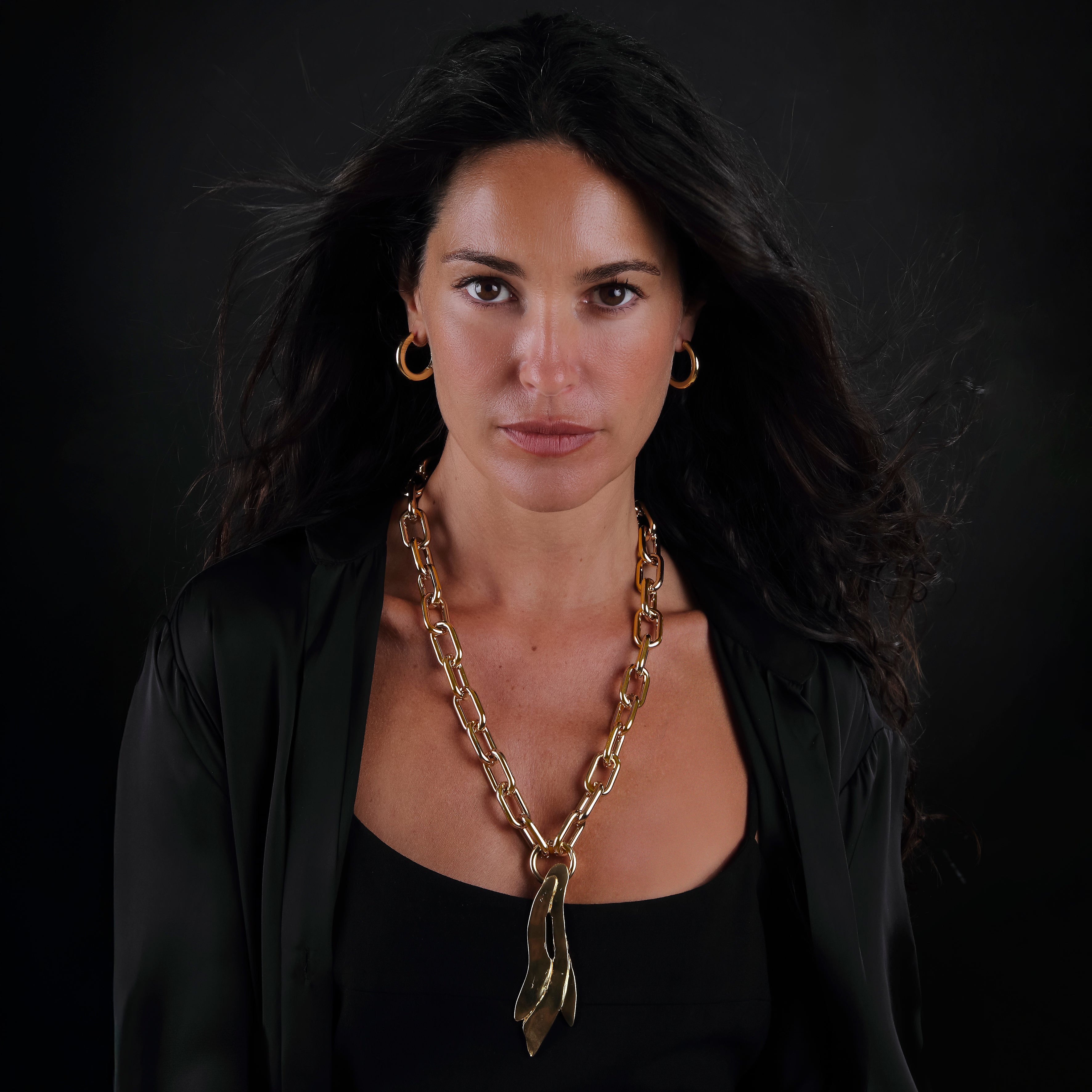 Long Leaves link chain necklace