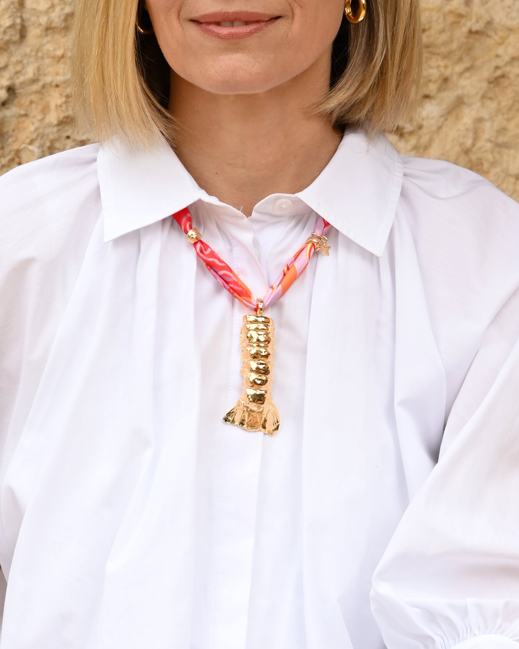 COLLAR PAÑUELO SEDA COLA CIGALA - Vista principal - Shabama joyeria artesanal Mallorca