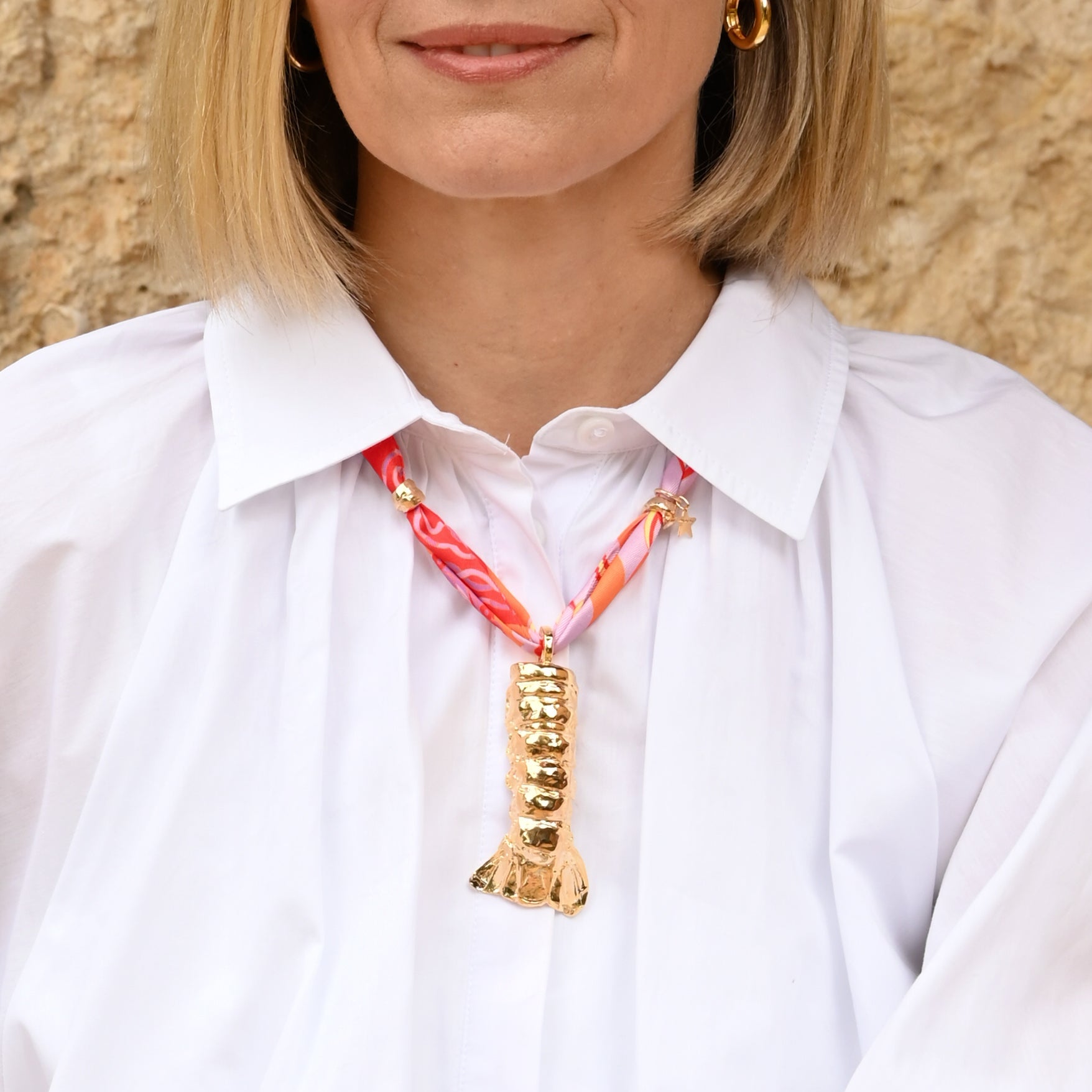 COLLAR PAÑUELO SEDA COLA CIGALA - Vista principal - Shabama joyeria artesanal Mallorca