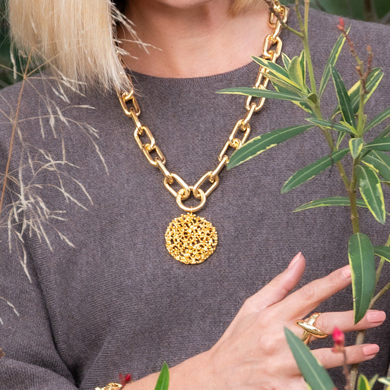 Collar cadena eslabones coral Mondrago L