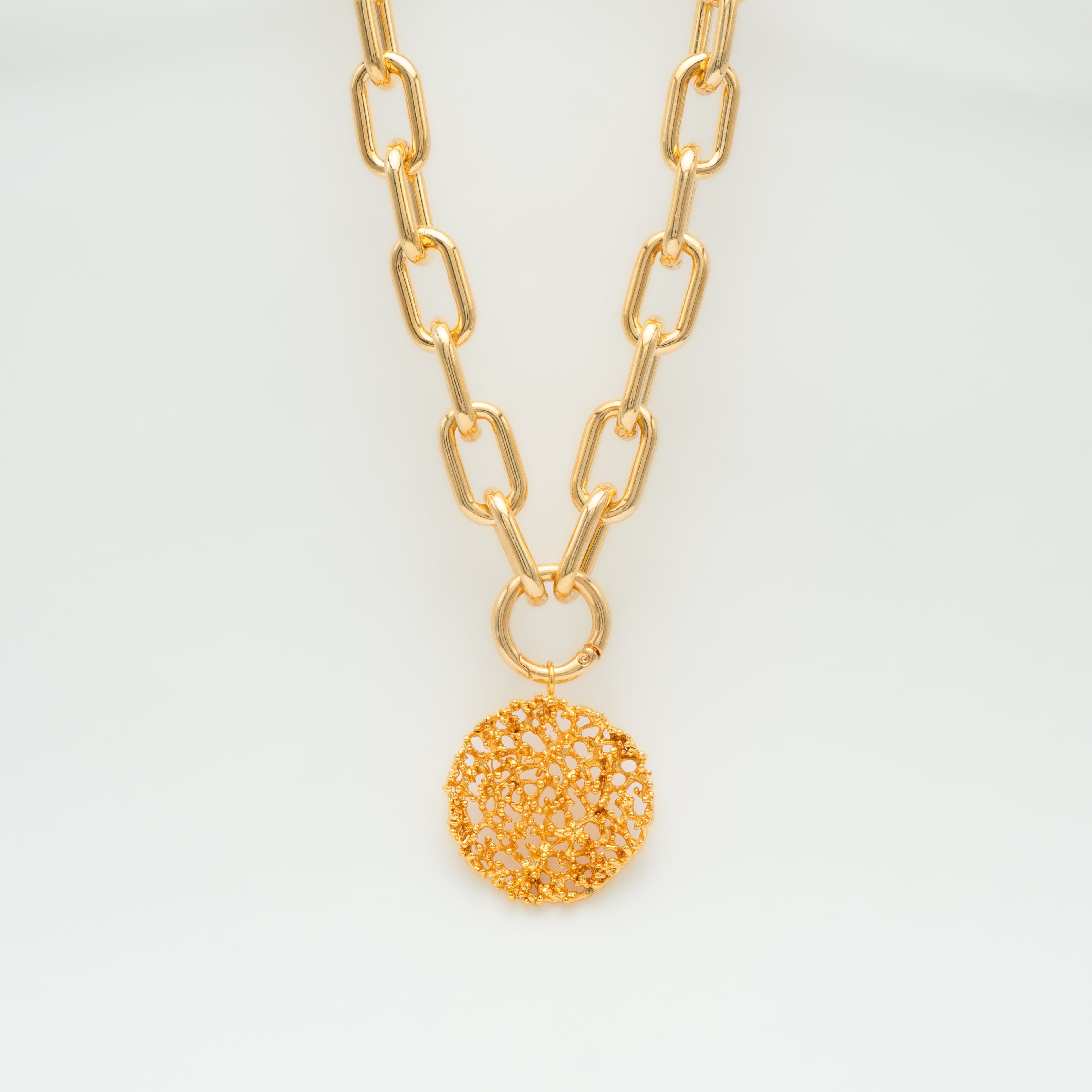 Collar cadena eslabones coral Mondrago L