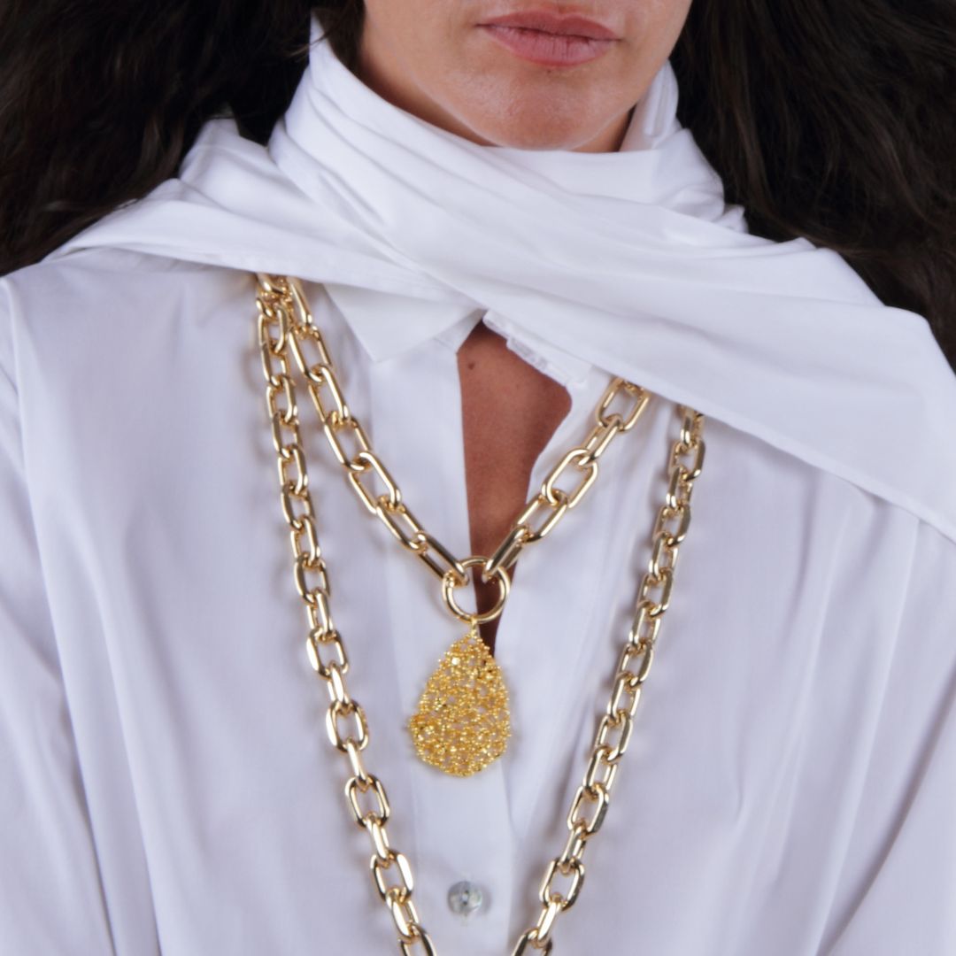 Collar cadena eslabones coral Varques