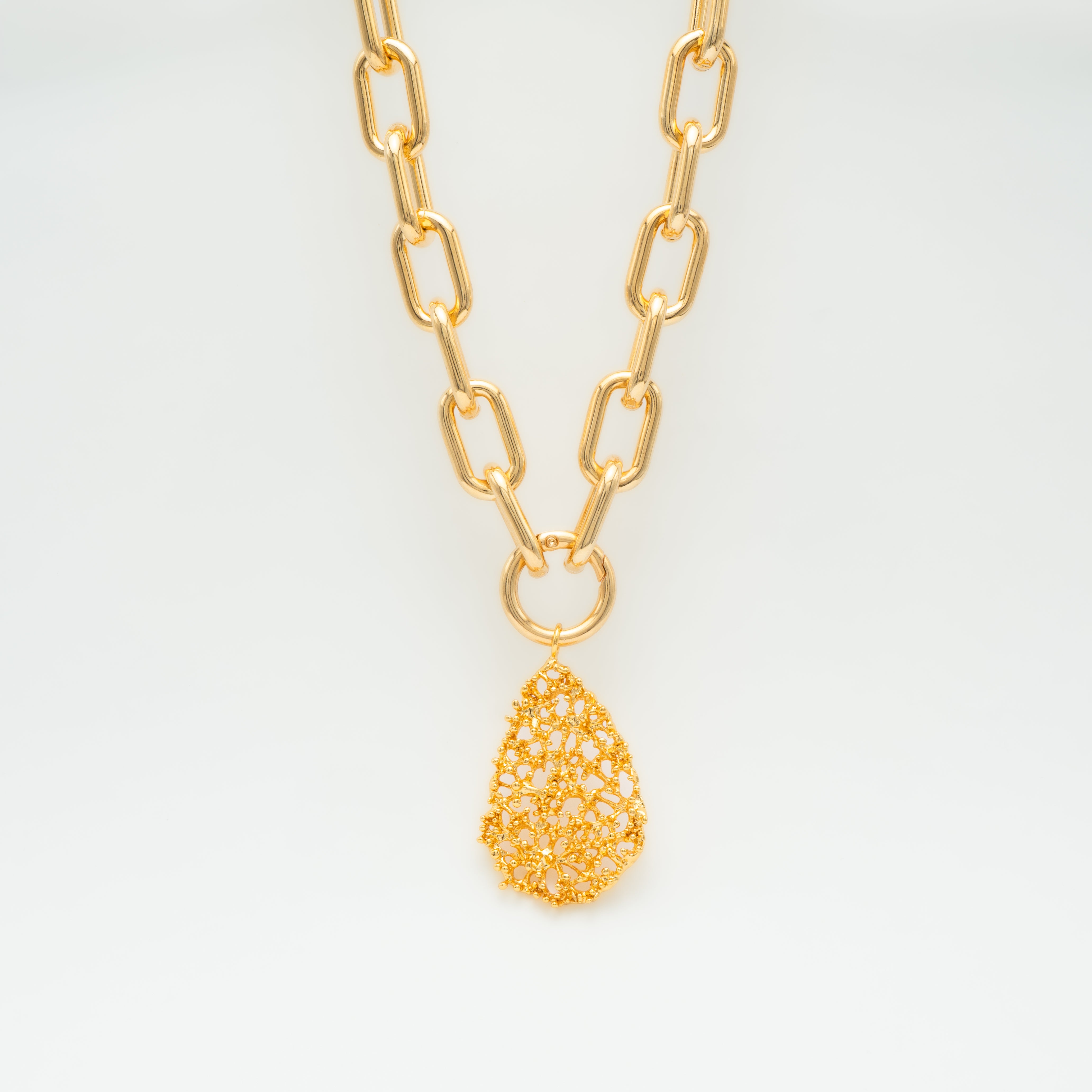 Collar cadena eslabones coral Varques