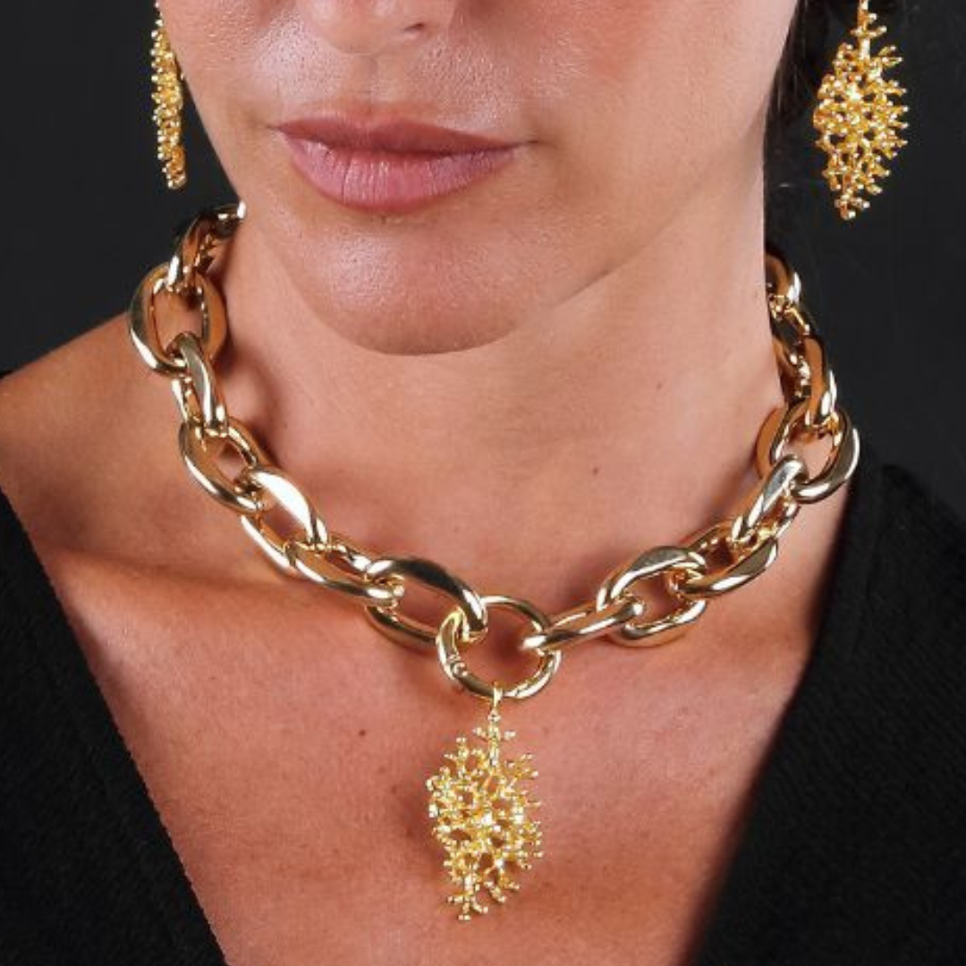 Collar cadena eslabones coral Maxi Deyá