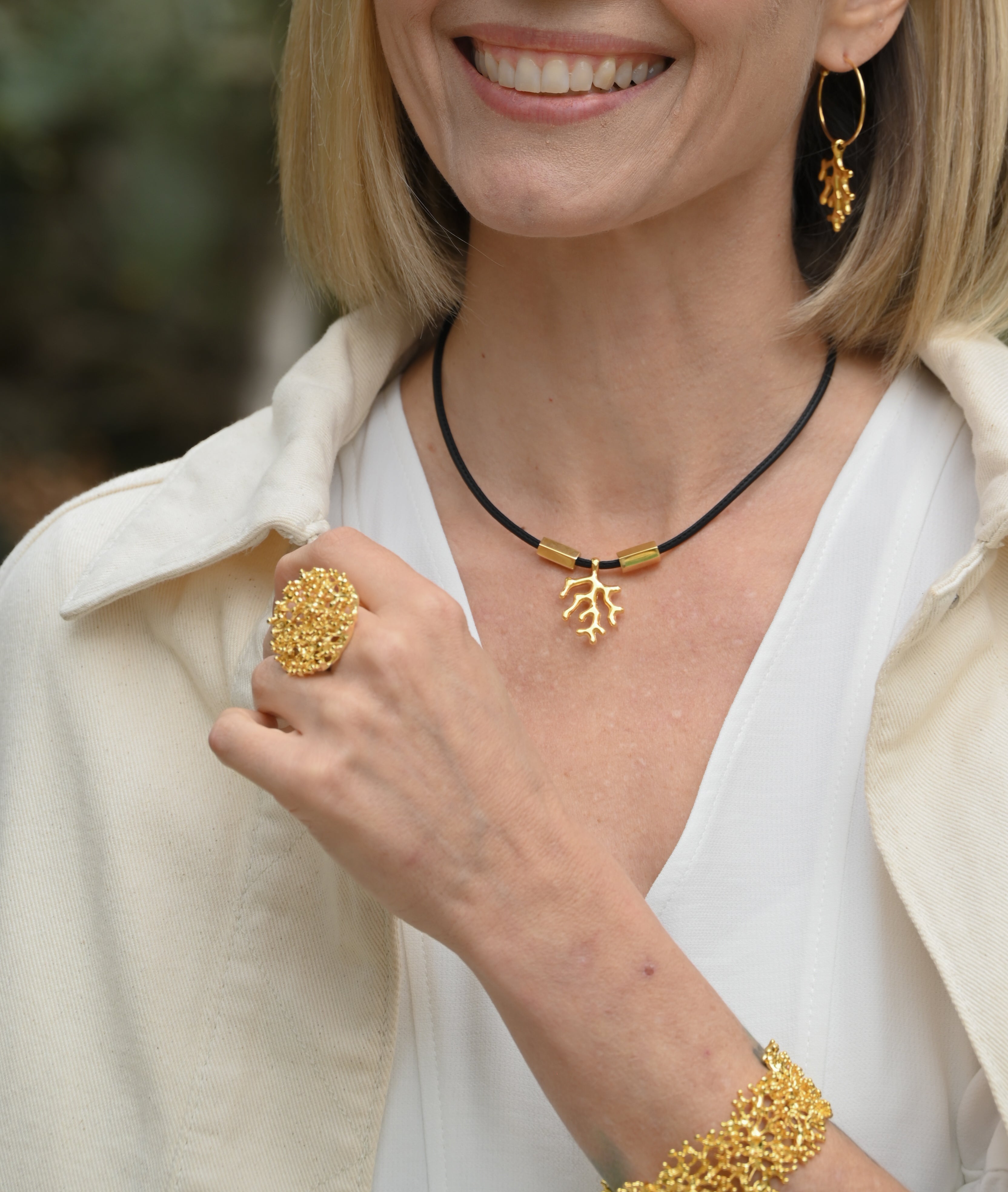 COLLAR CUERO CORAL