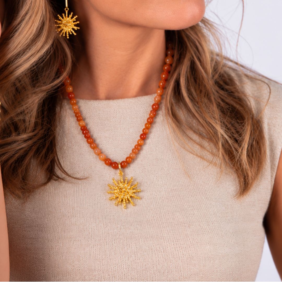 Collar piedras naturales coral Deyá Naranja