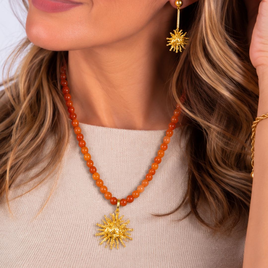 Collar piedras naturales coral Deyá Naranja