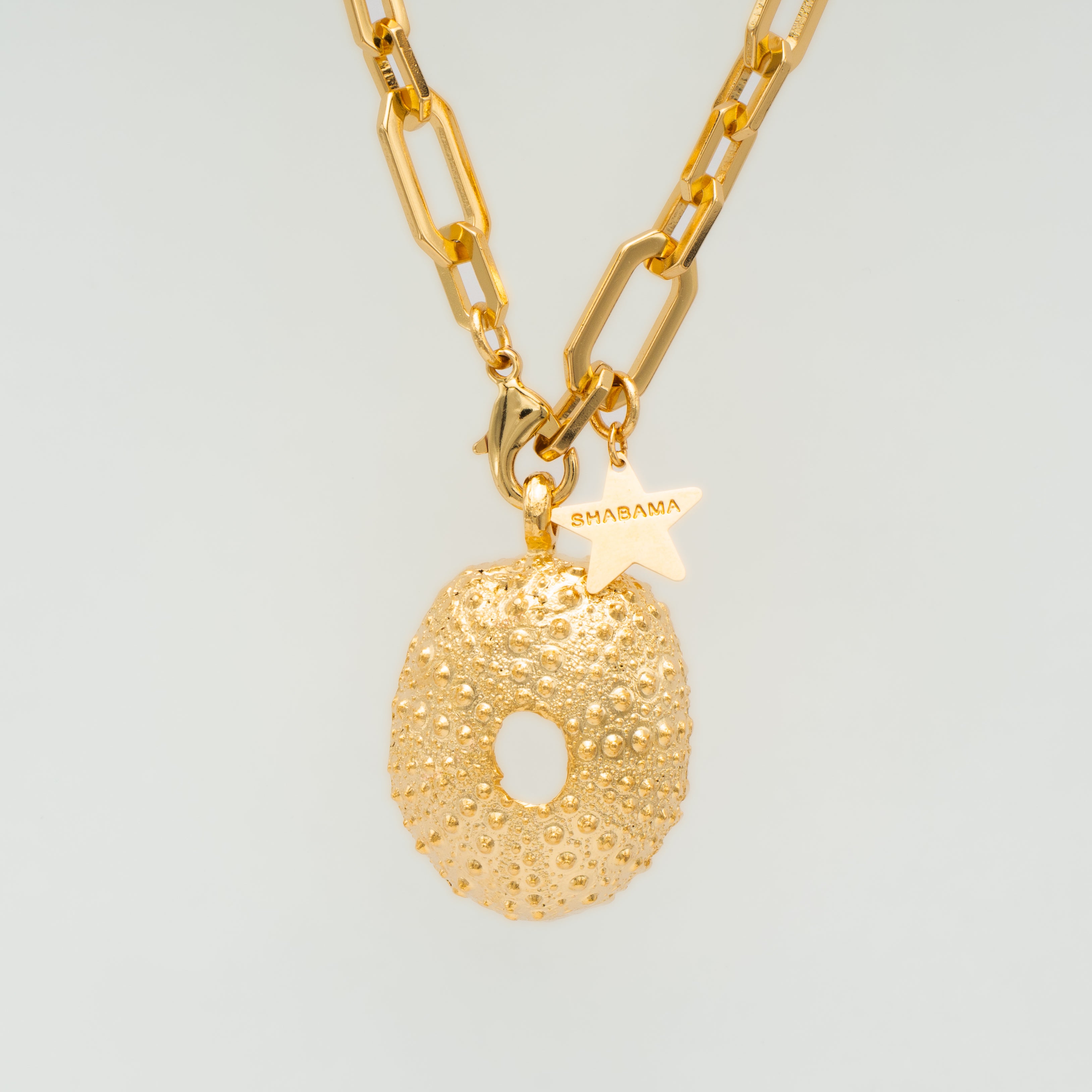 Short gold-plated medium hedgehog chain necklace