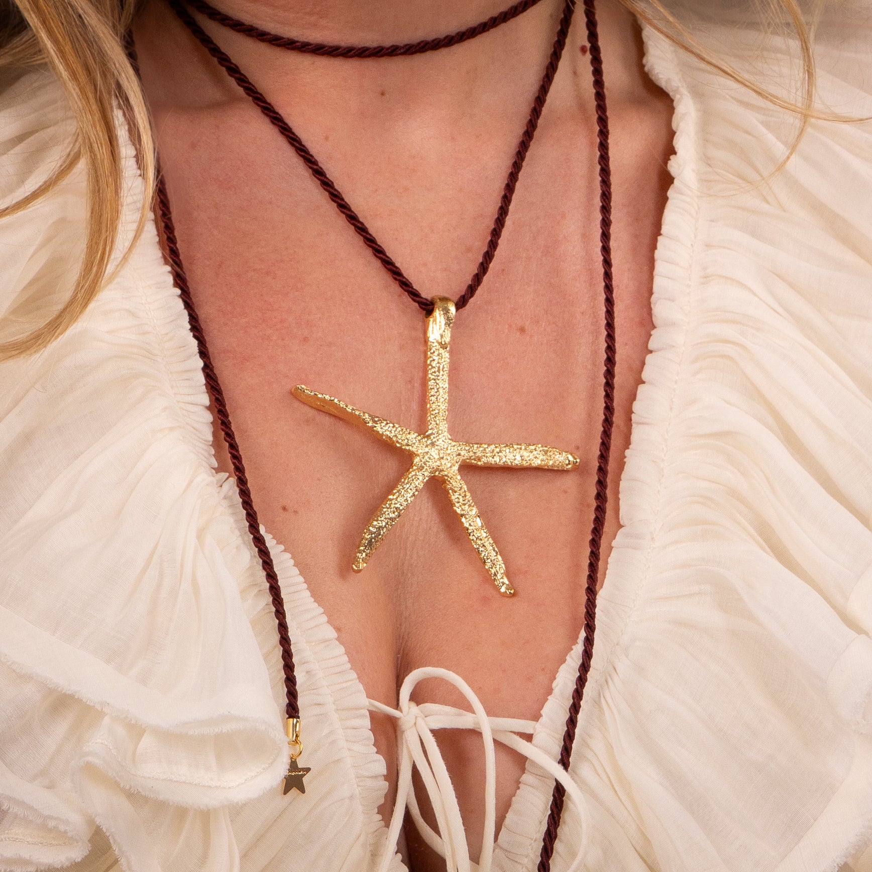 Collar cordón de seda Estrella de Mar grande