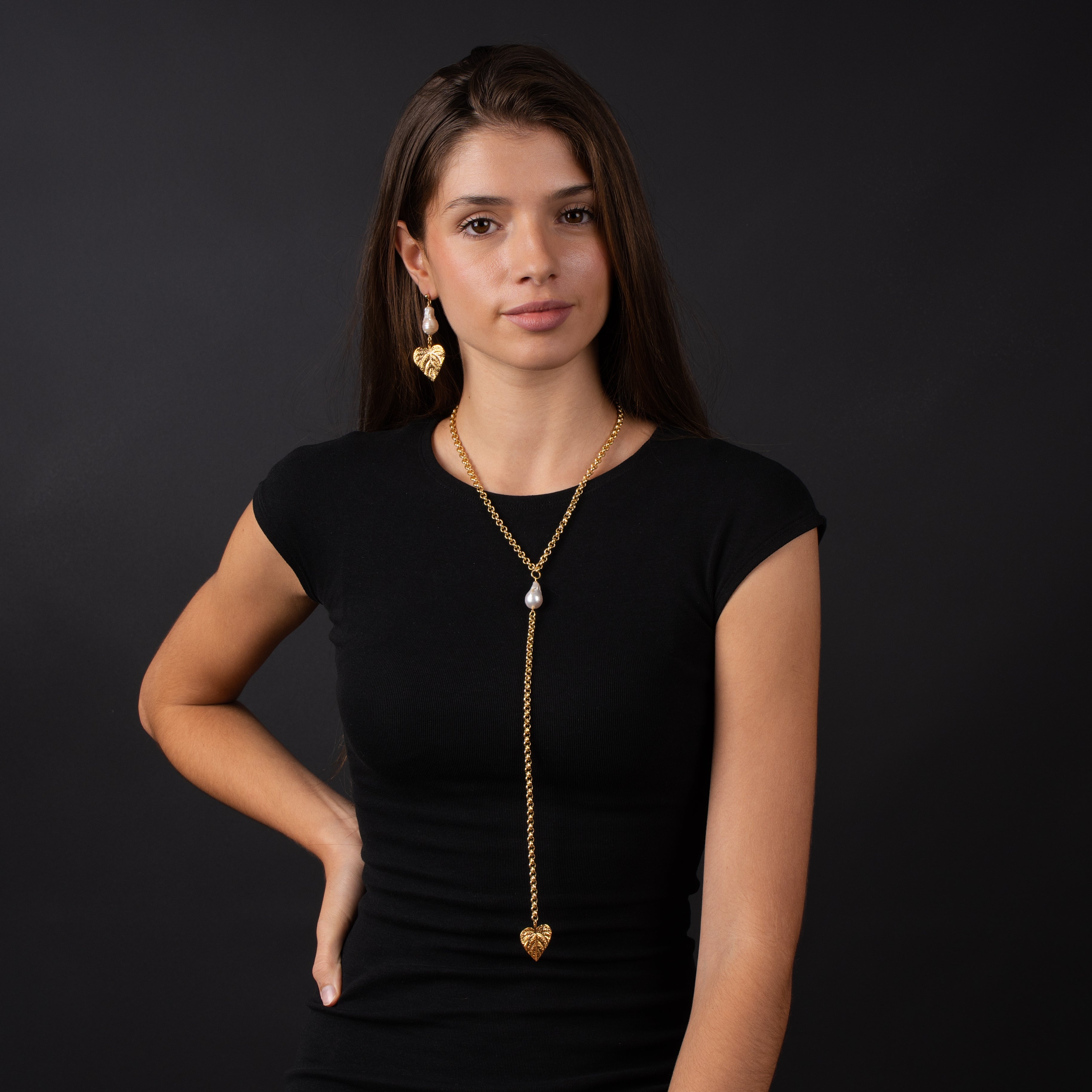 Collar CADENA Pearl Row Leaf Top