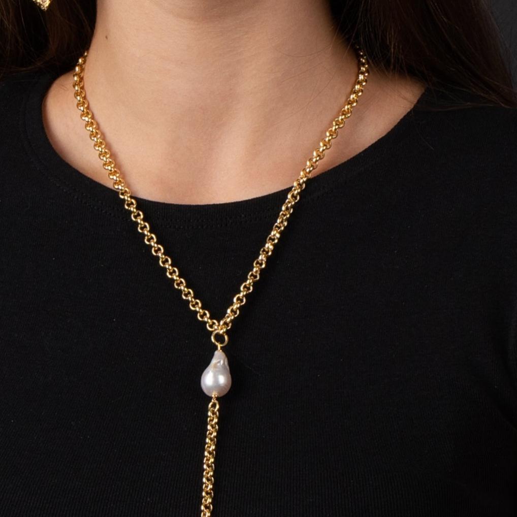 Collar CADENA Pearl Row Leaf Top