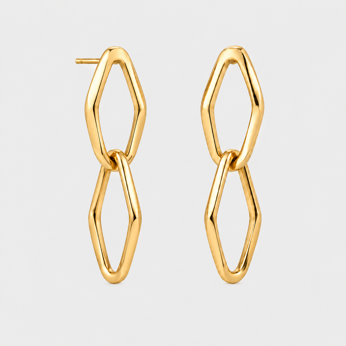 Pendientes cadena hexagonal dorada