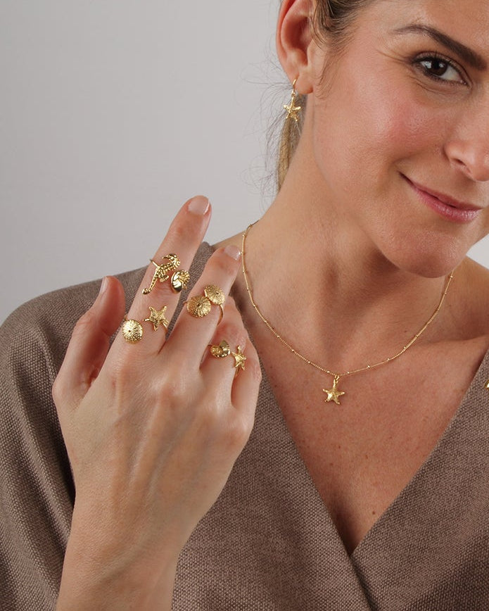 MINI SEA URCHIN AND STARFISH RING