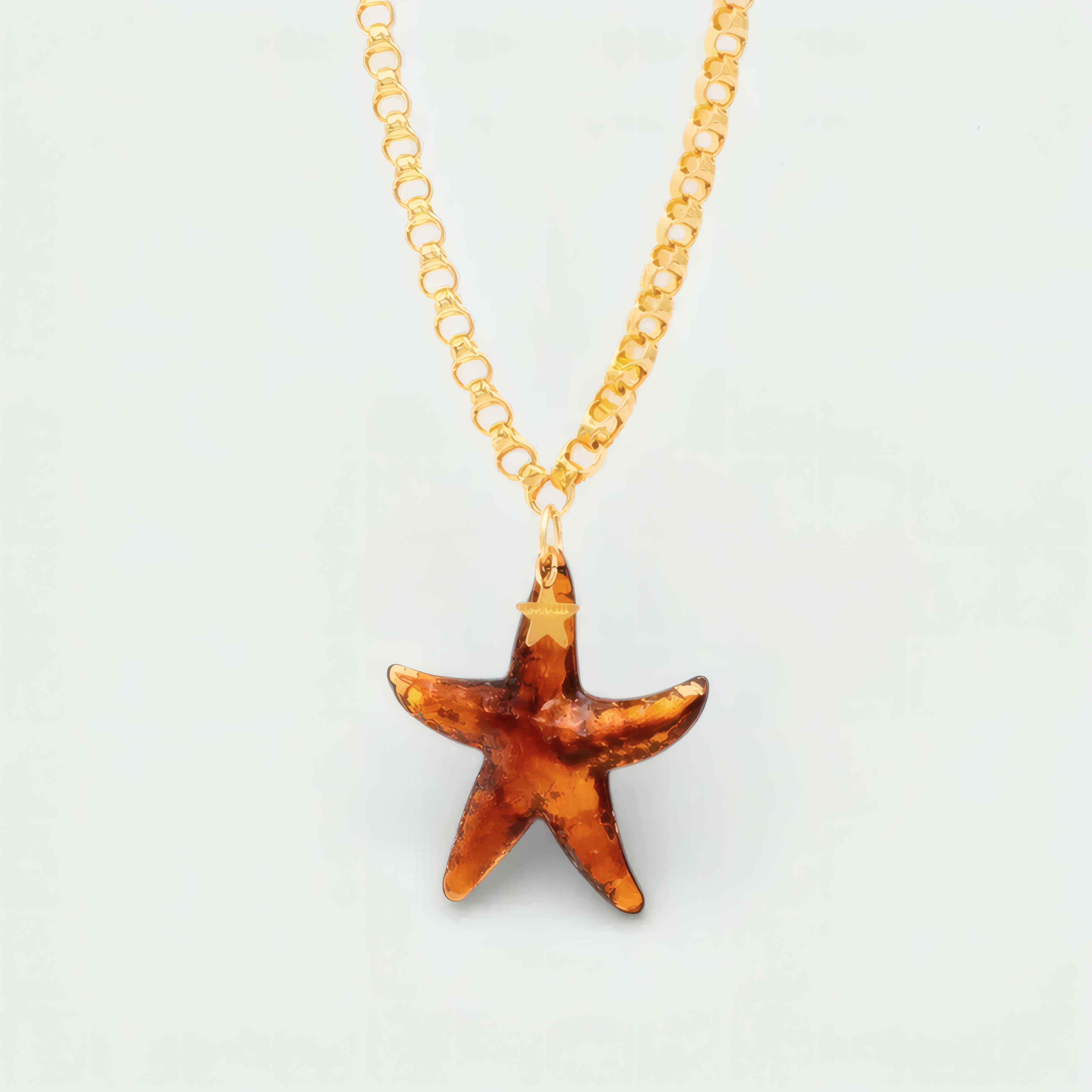 Collar cadena con estrella acrilica mediana banado en oro - Shabama Palma joyeria Mallorca