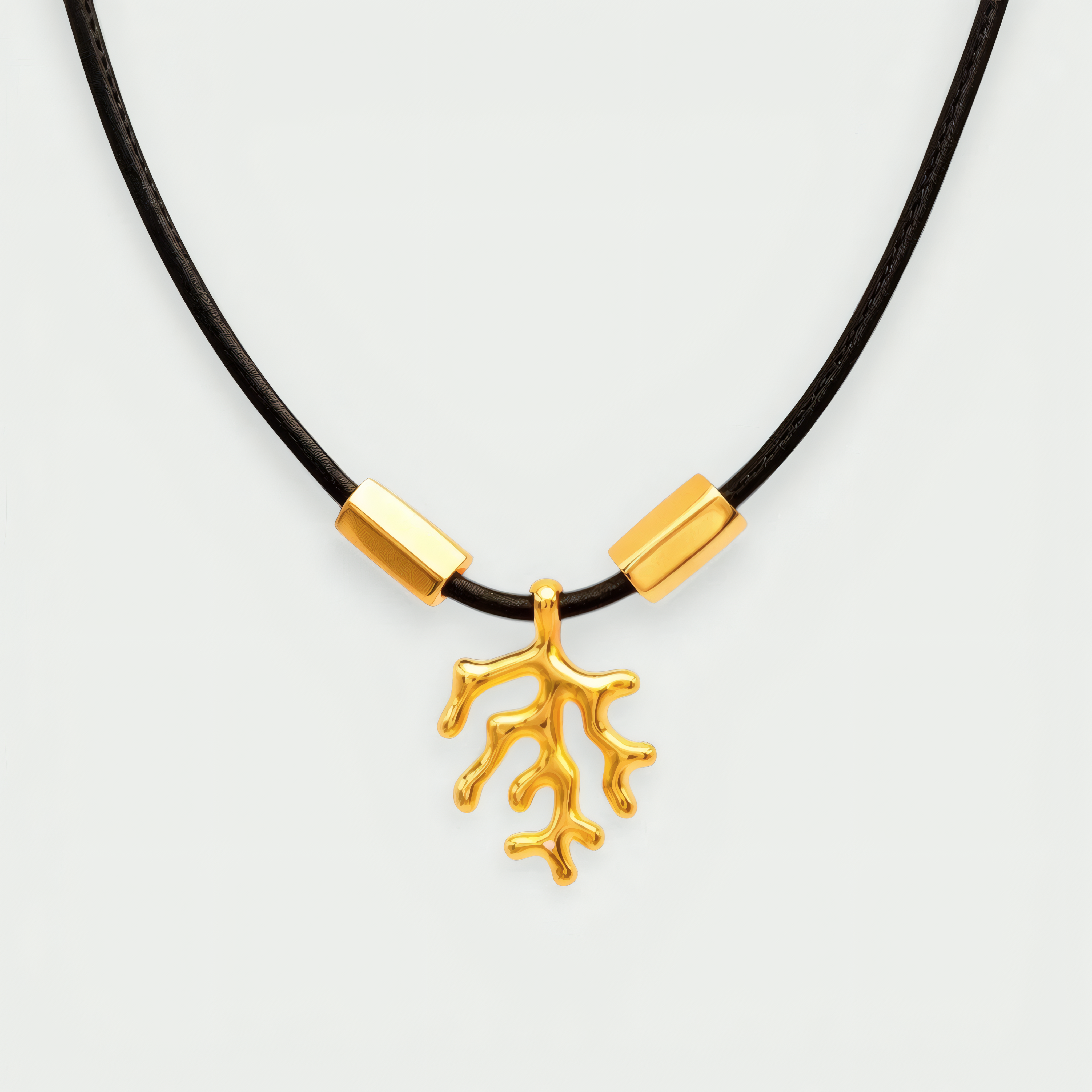 COLLAR CUERO CORAL - Shabama Palma joyeria banada en oro Mallorca
