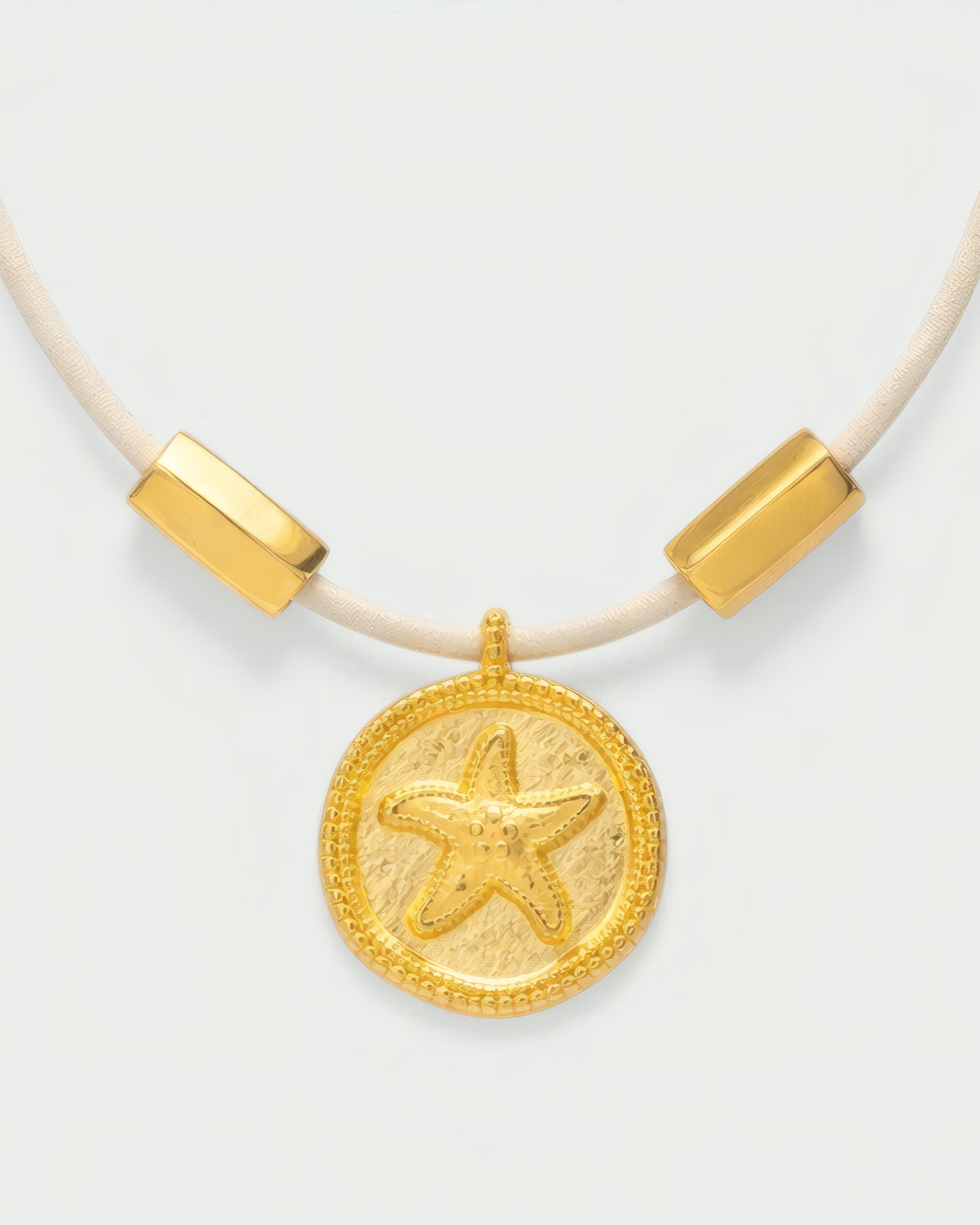 COLLAR CUERO ESTRELLA - Shabama Palma joyeria banada en oro Mallorca