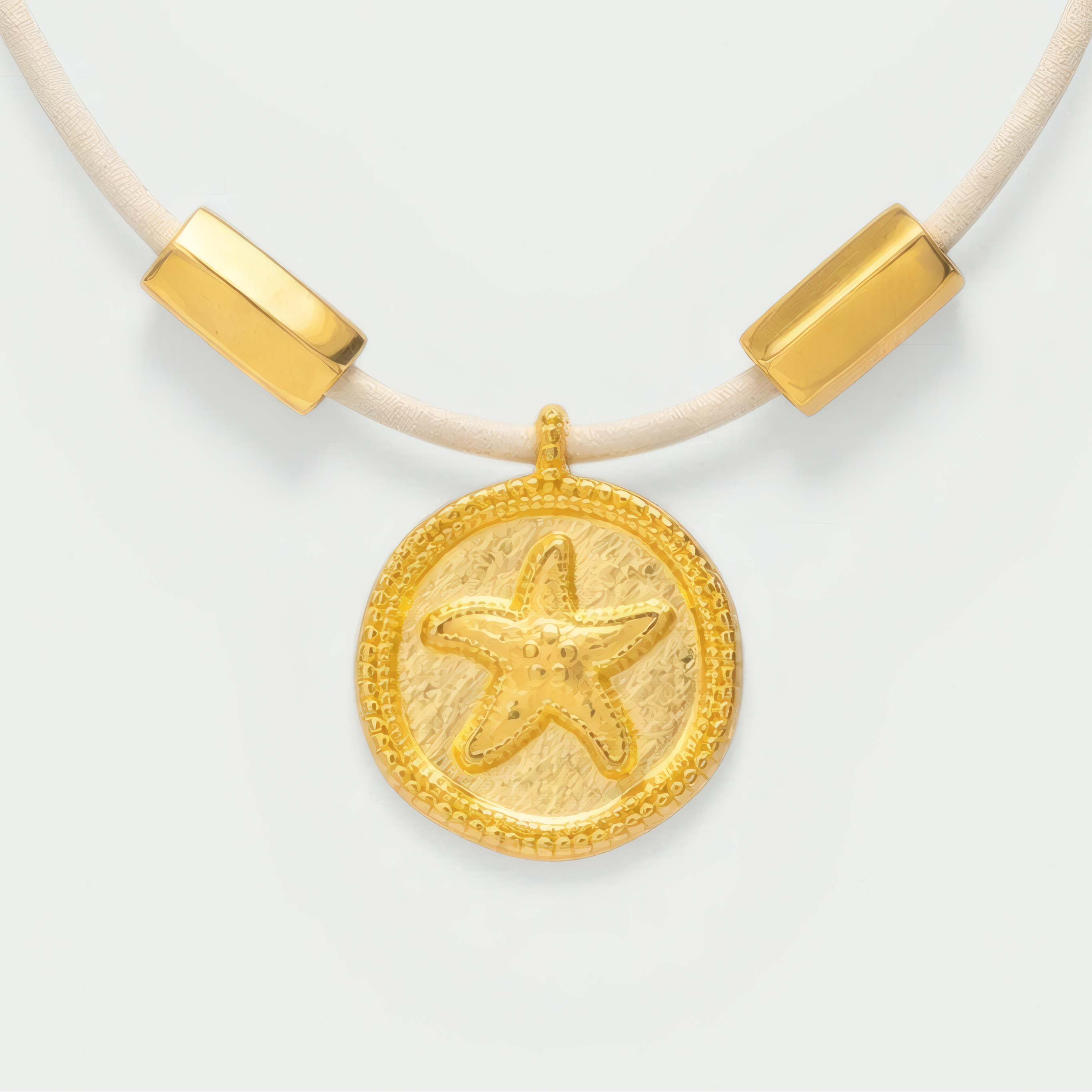 COLLAR CUERO ESTRELLA - Shabama Palma joyeria banada en oro Mallorca