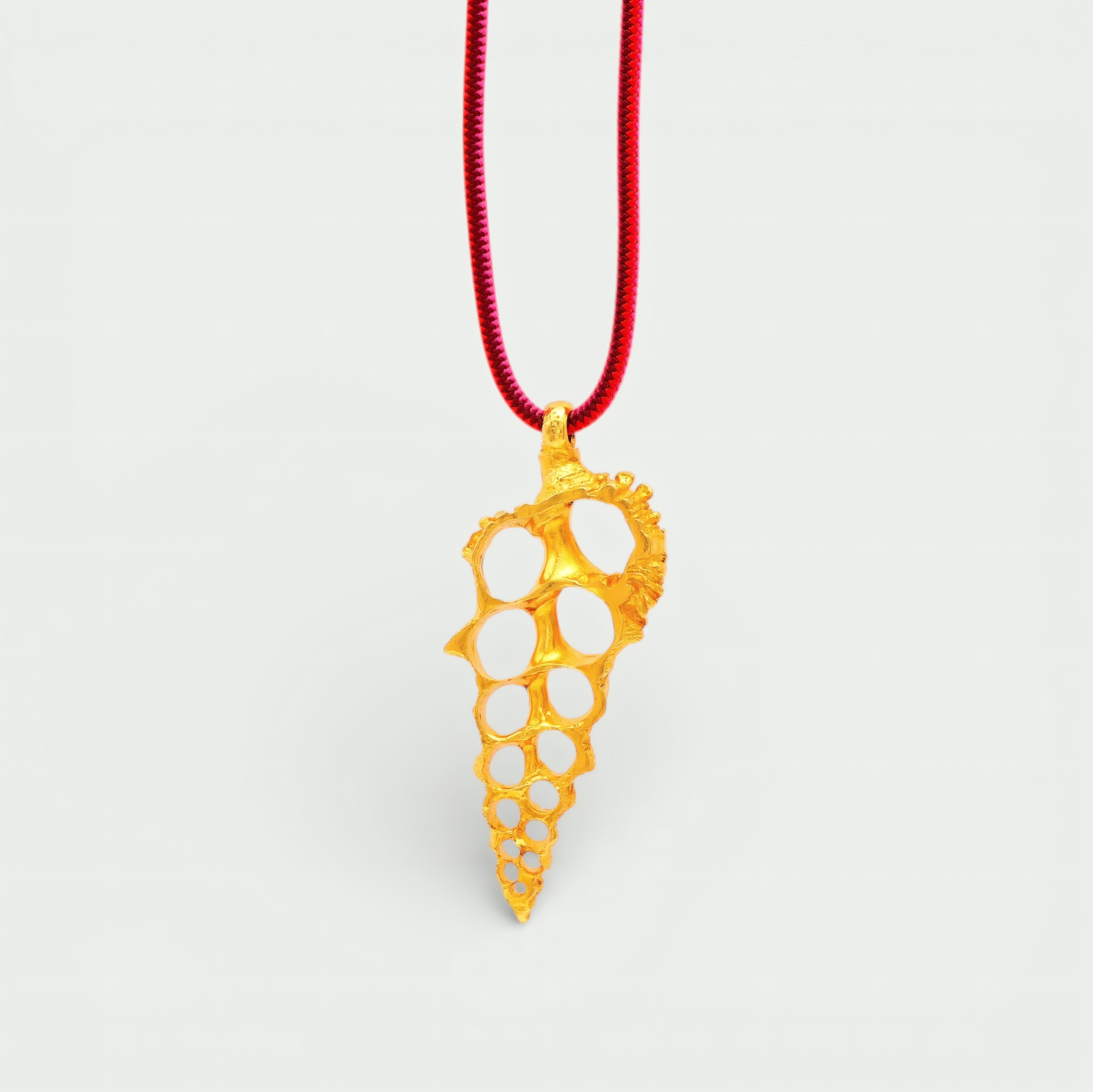 COLLAR ELASTICO FLUOR CARACOLA GRANDE banado en oro - Shabama Palma joyeria Mallorca