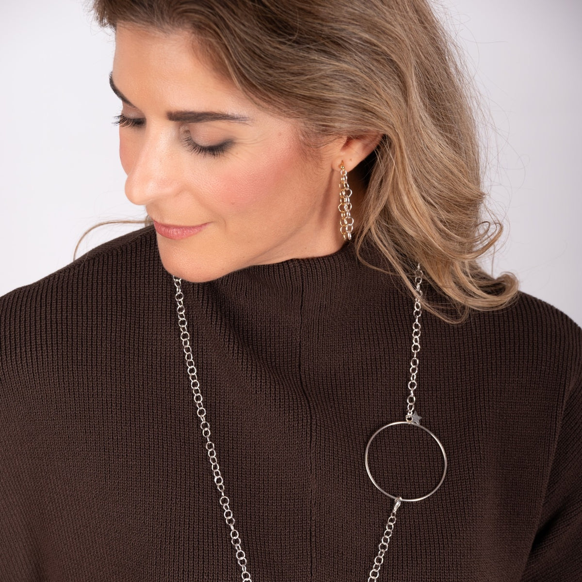 Collar cadena Aro Dorado bañado en plata