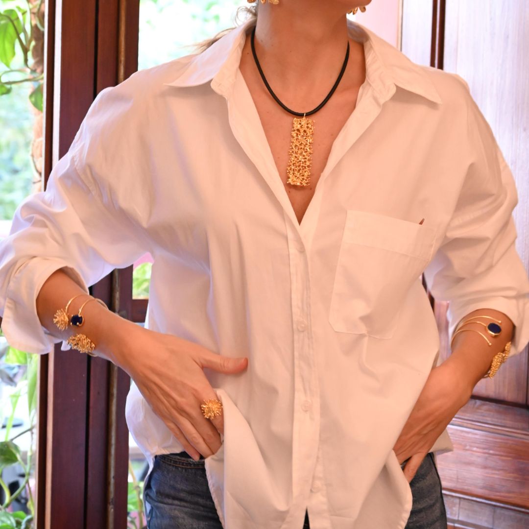 MURADA LUXE MAXI CORAL LEATHER NECKLACE