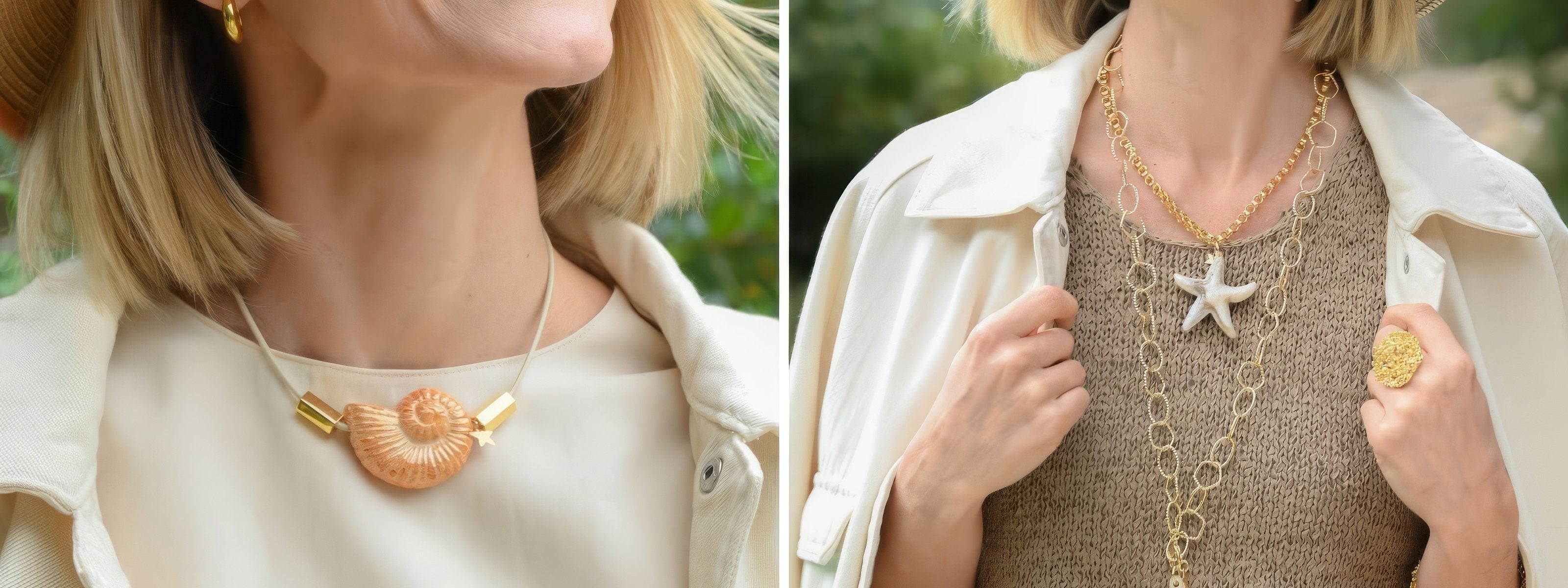 Joyería artesanal Shabama Mallorca - Collares y pendientes bañados en oro