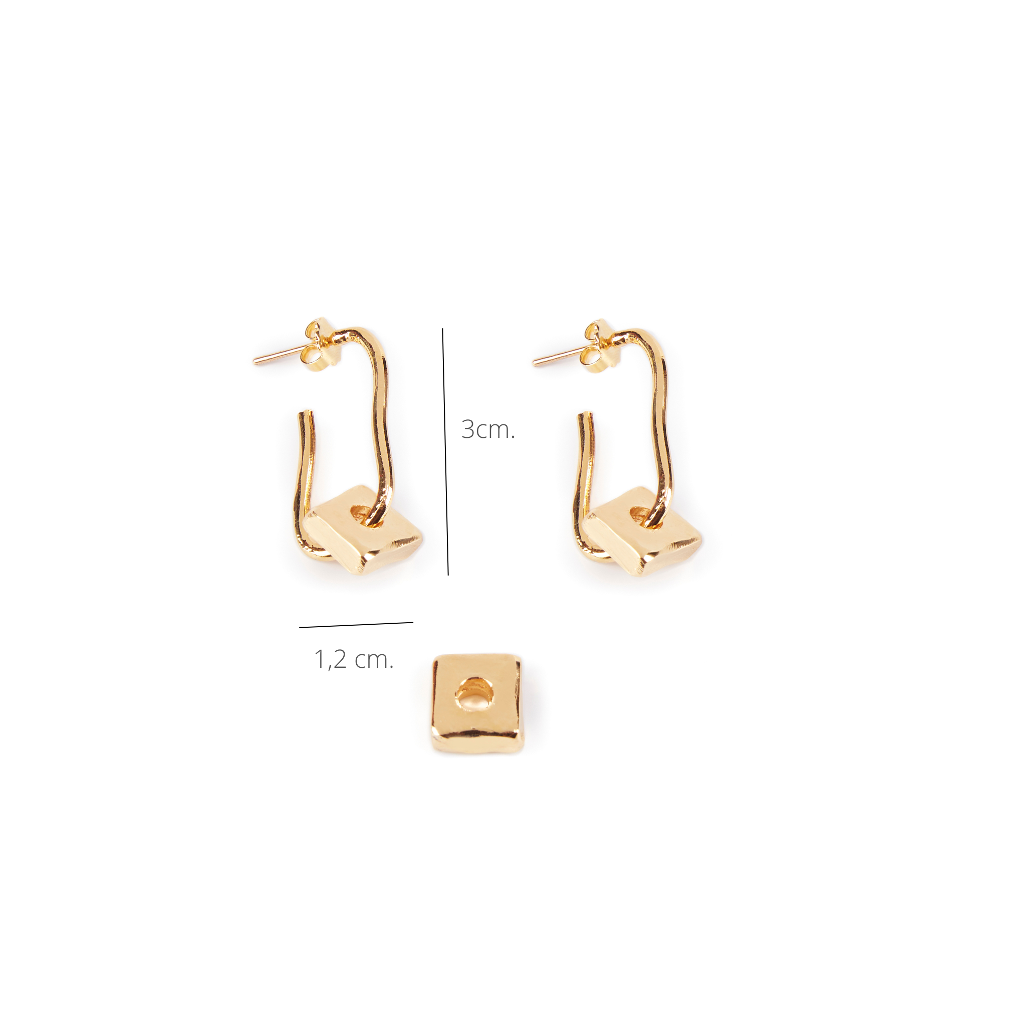 Pendientes Victoria con pieza cuadrada