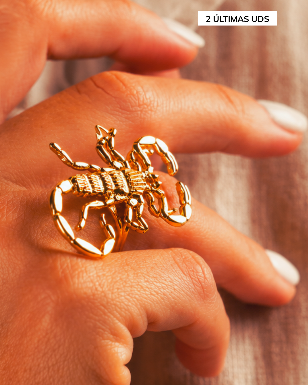 Sahara ring with scorpion motif in gold-plated brass (adjustable)