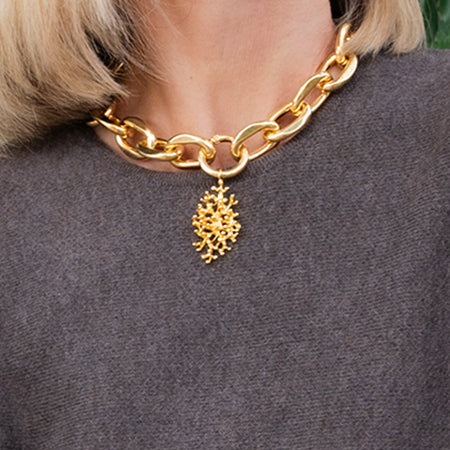 Maxi Deyá coral link chain necklace