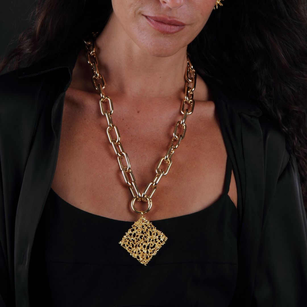 Collar cadena eslabones coral Algar