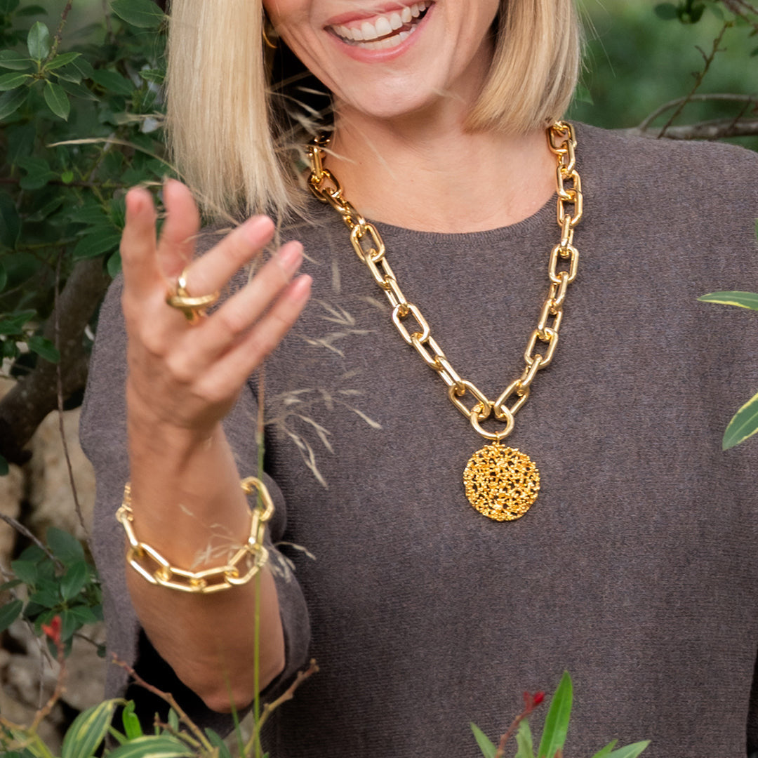 Collar cadena eslabones coral Mondrago L