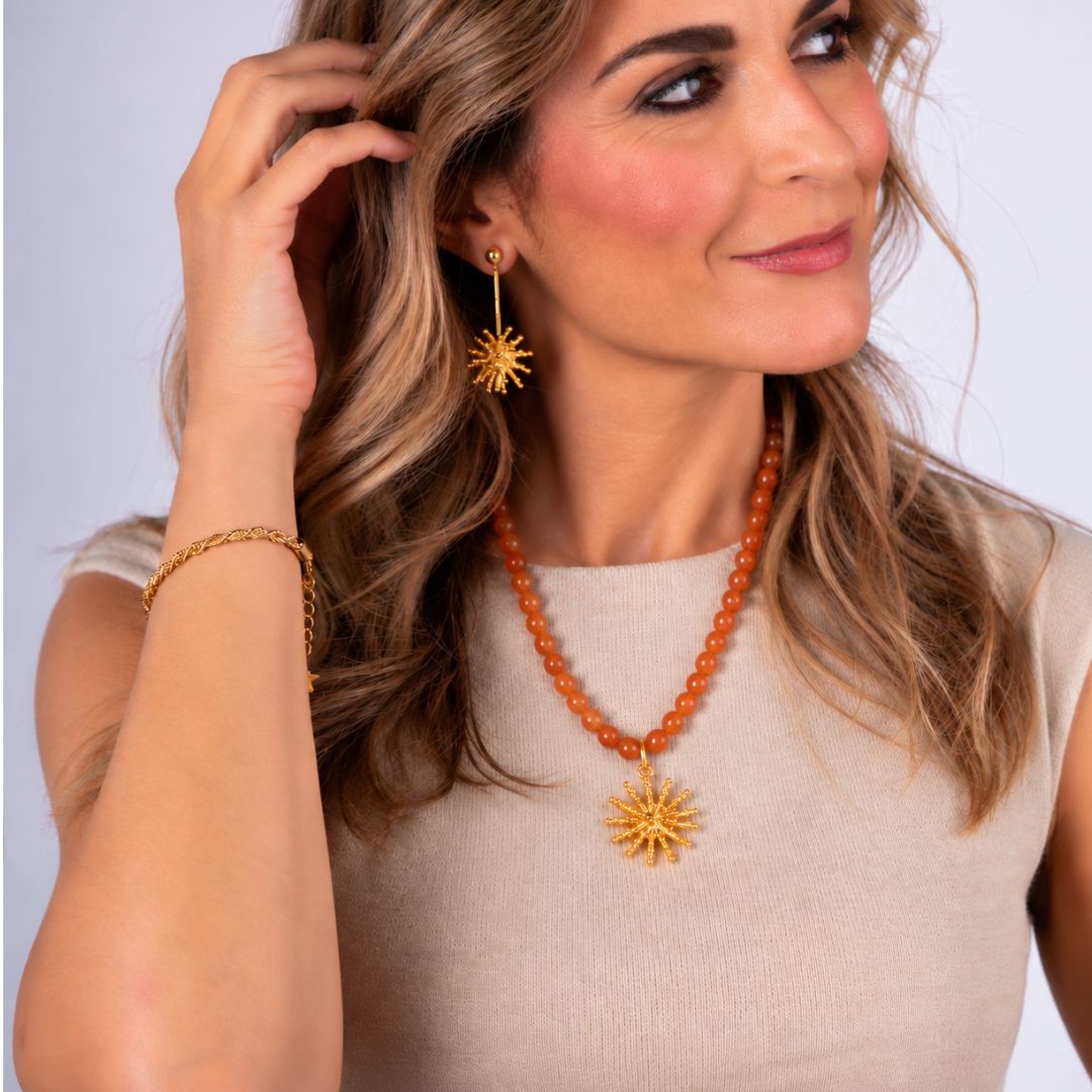 Collar piedras naturales coral Deyá Naranja