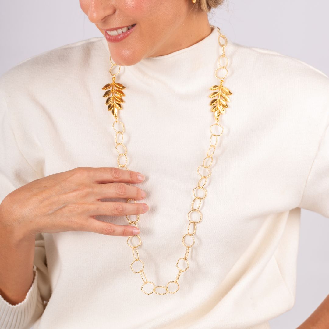 Collar Dancing Hojas Dorado bañado en oro