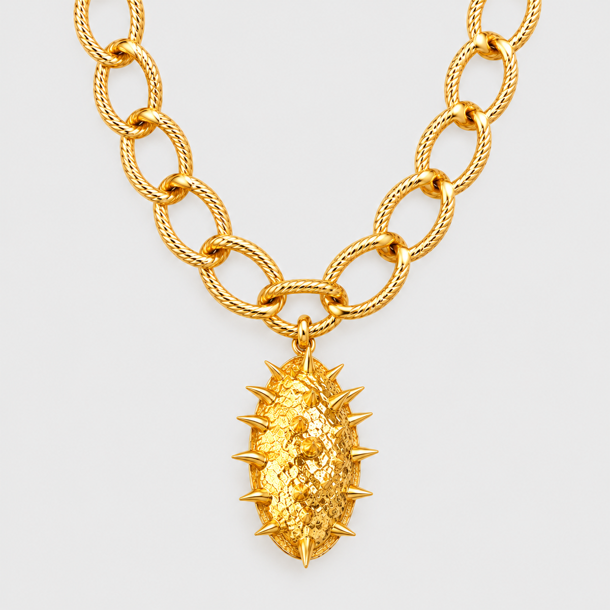 Collar cadena gruesa Dorada larga con Cactus