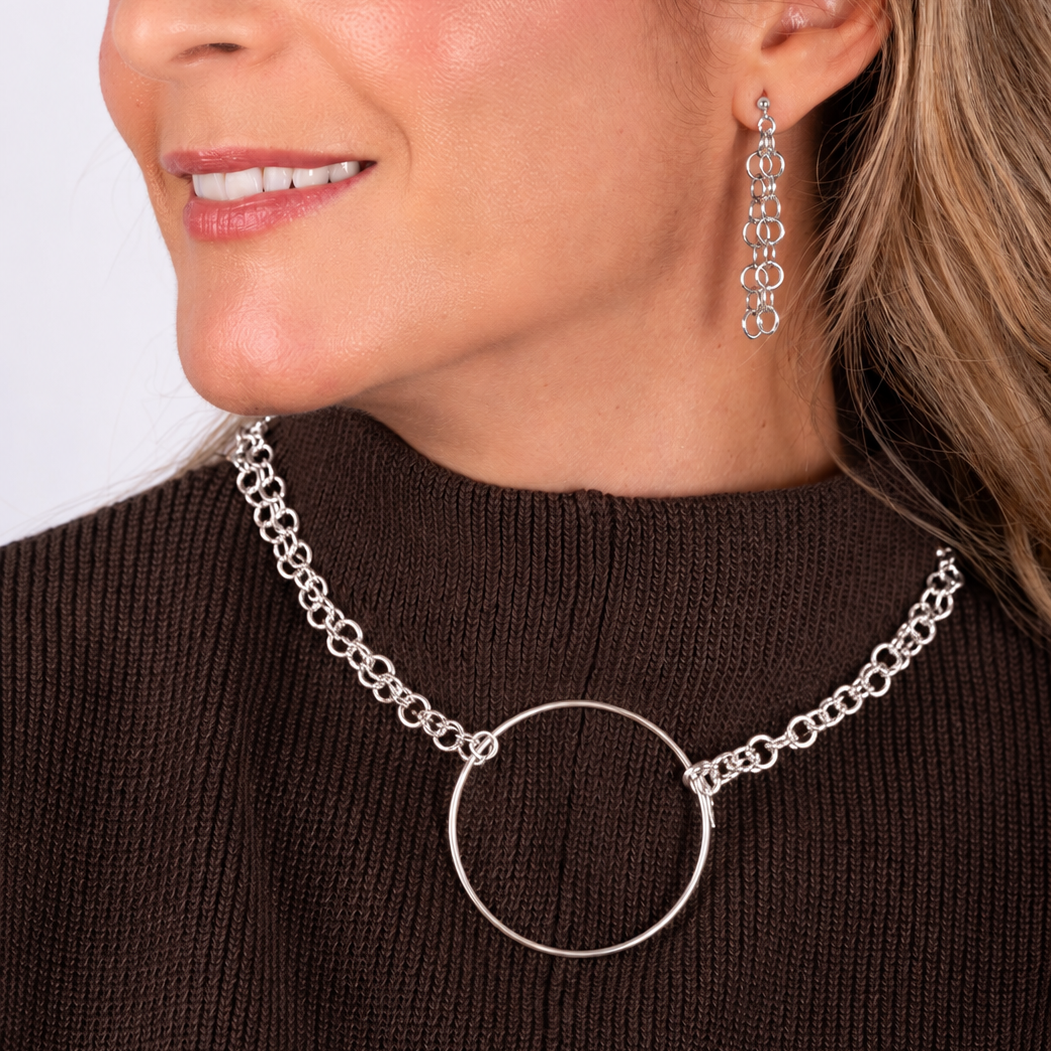 Collar cadena Aro Dorado bañado en plata