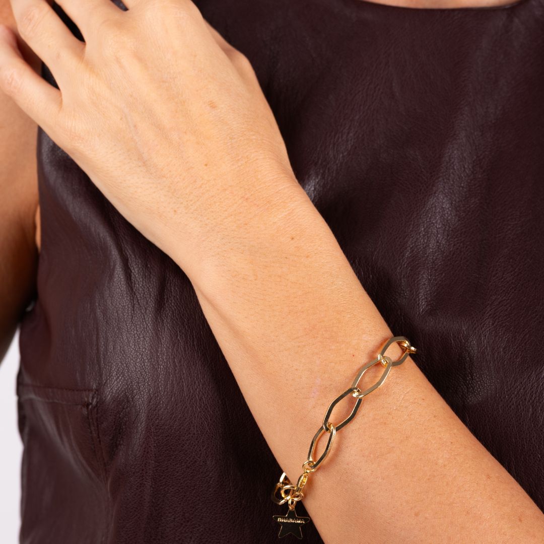 Pulsera cadena hexagonal dorada