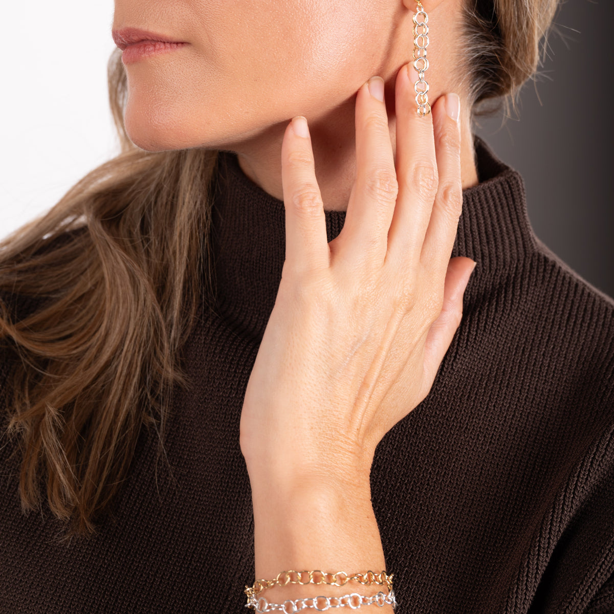 Pulsera cadena planetas bañado en oro