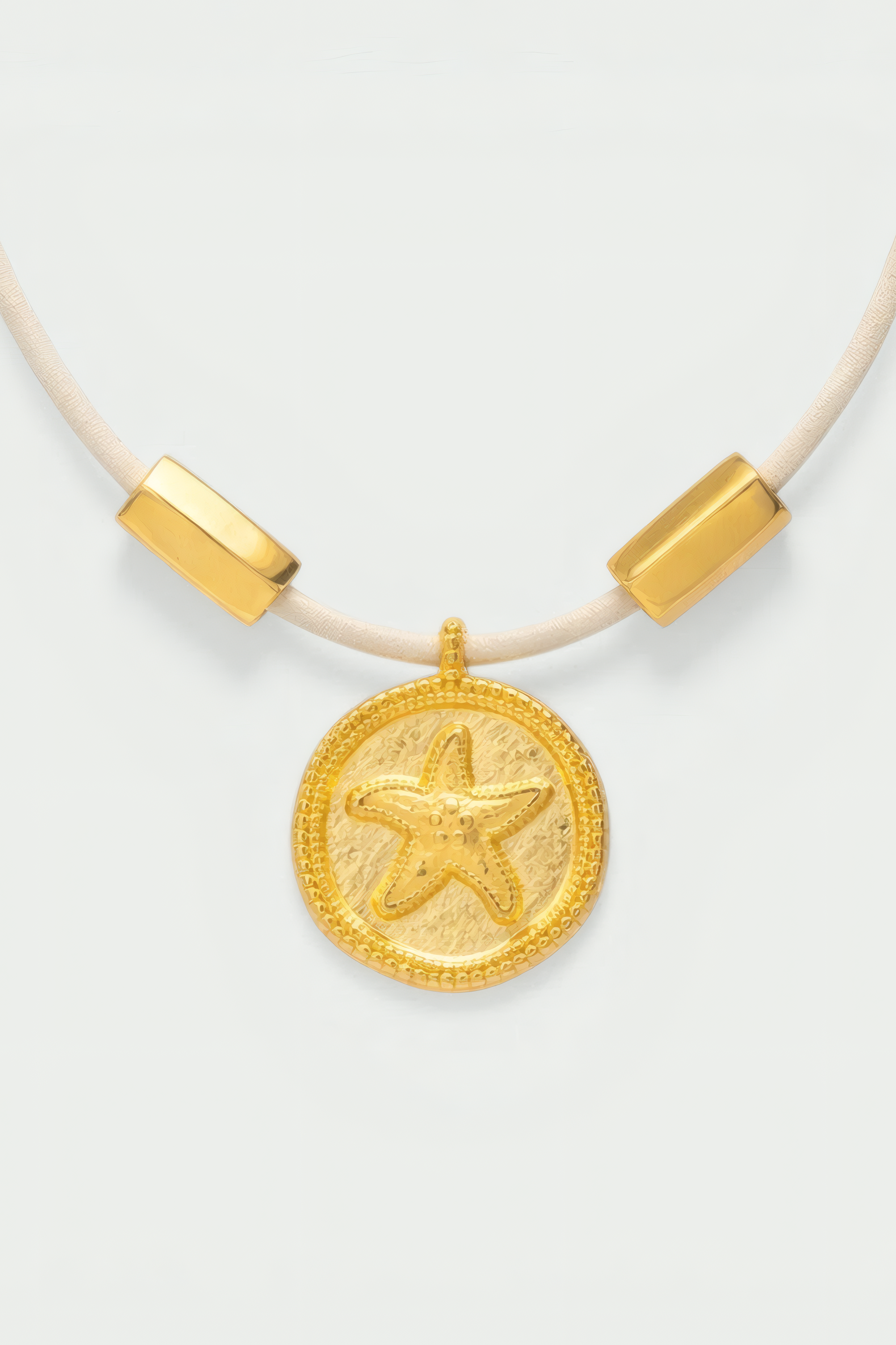 COLLAR CUERO ESTRELLA - Shabama Palma joyeria banada en oro Mallorca