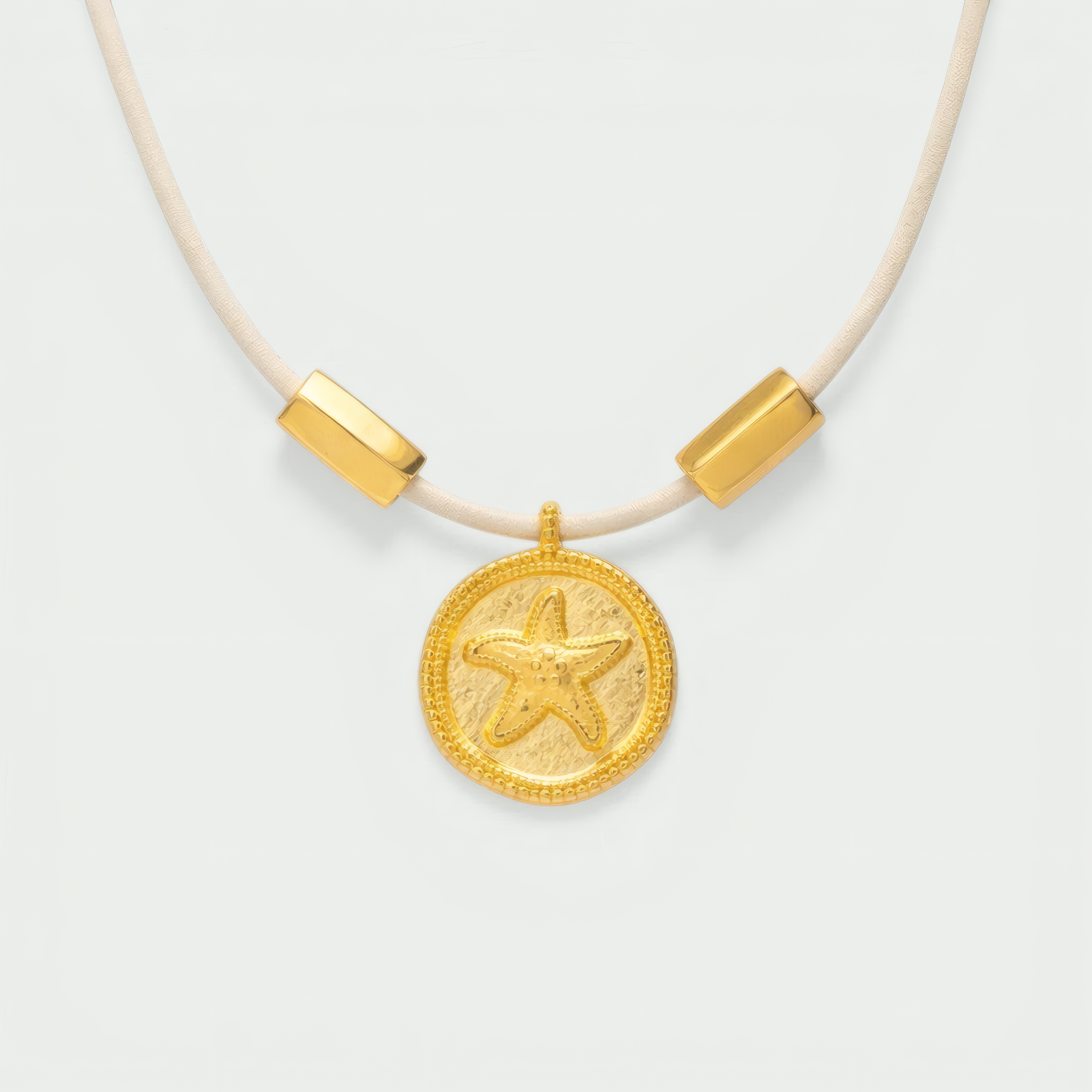 COLLAR CUERO ESTRELLA - Shabama Palma joyeria banada en oro Mallorca
