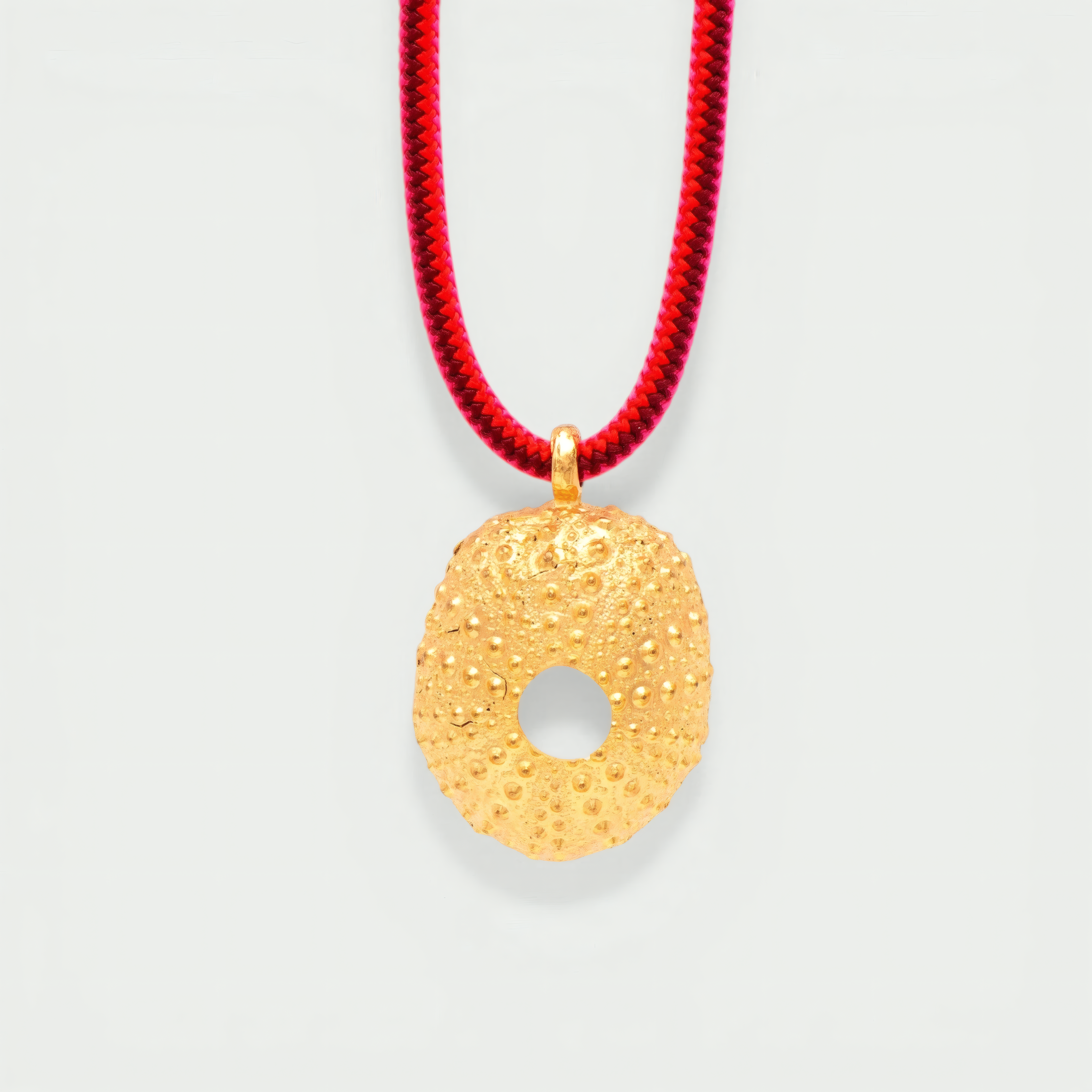 COLLAR ELASTICO FLUOR ERIZO DE MAR MEDIANO banado en oro - Shabama Palma joyeria Mallorca