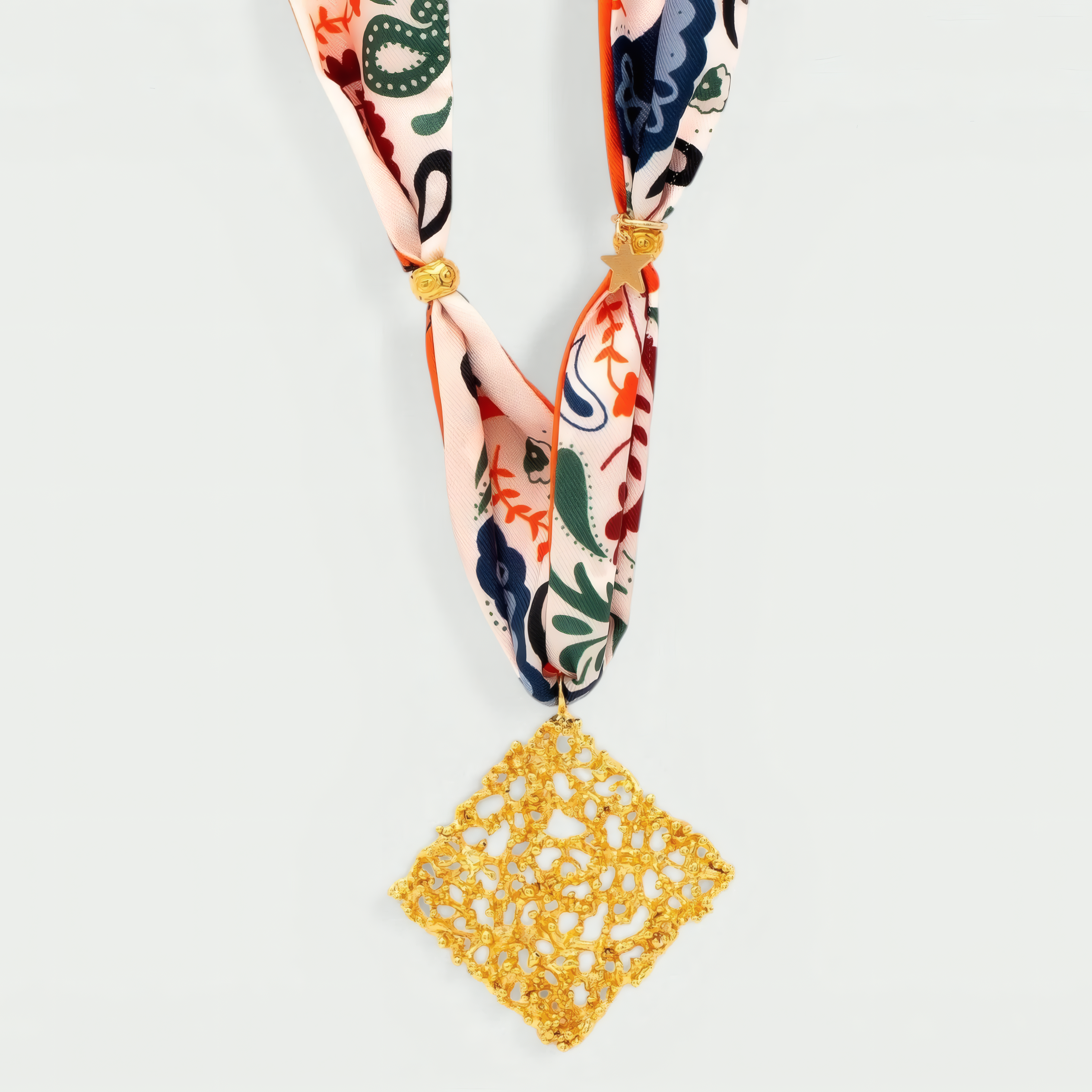 COLLAR PAÑUELO SEDA ALGAR banado en oro - Shabama Palma joyeria Mallorca