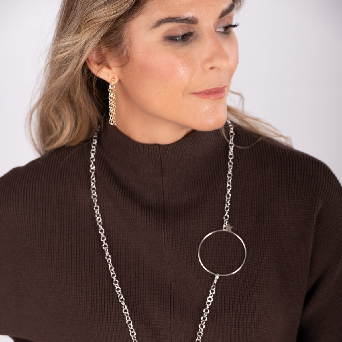 Collar cadena Aro Dorado bañado en plata